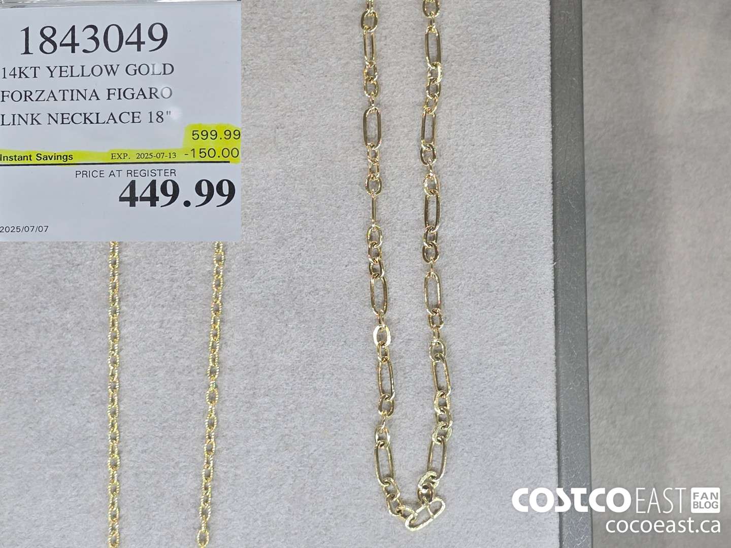 1843049 14KT YELLOW GOLD FORZATINA FIGARO LINK NECKLACE 18