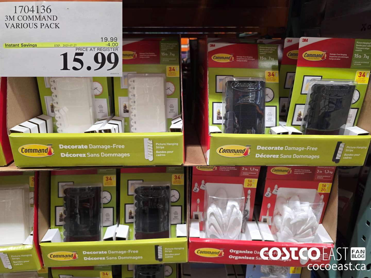 1704136 3M COMMAND VARIOUS PACK ($4.00 INSTANT SAVINGS EXPIRES ON 2025-07-27) $15.99