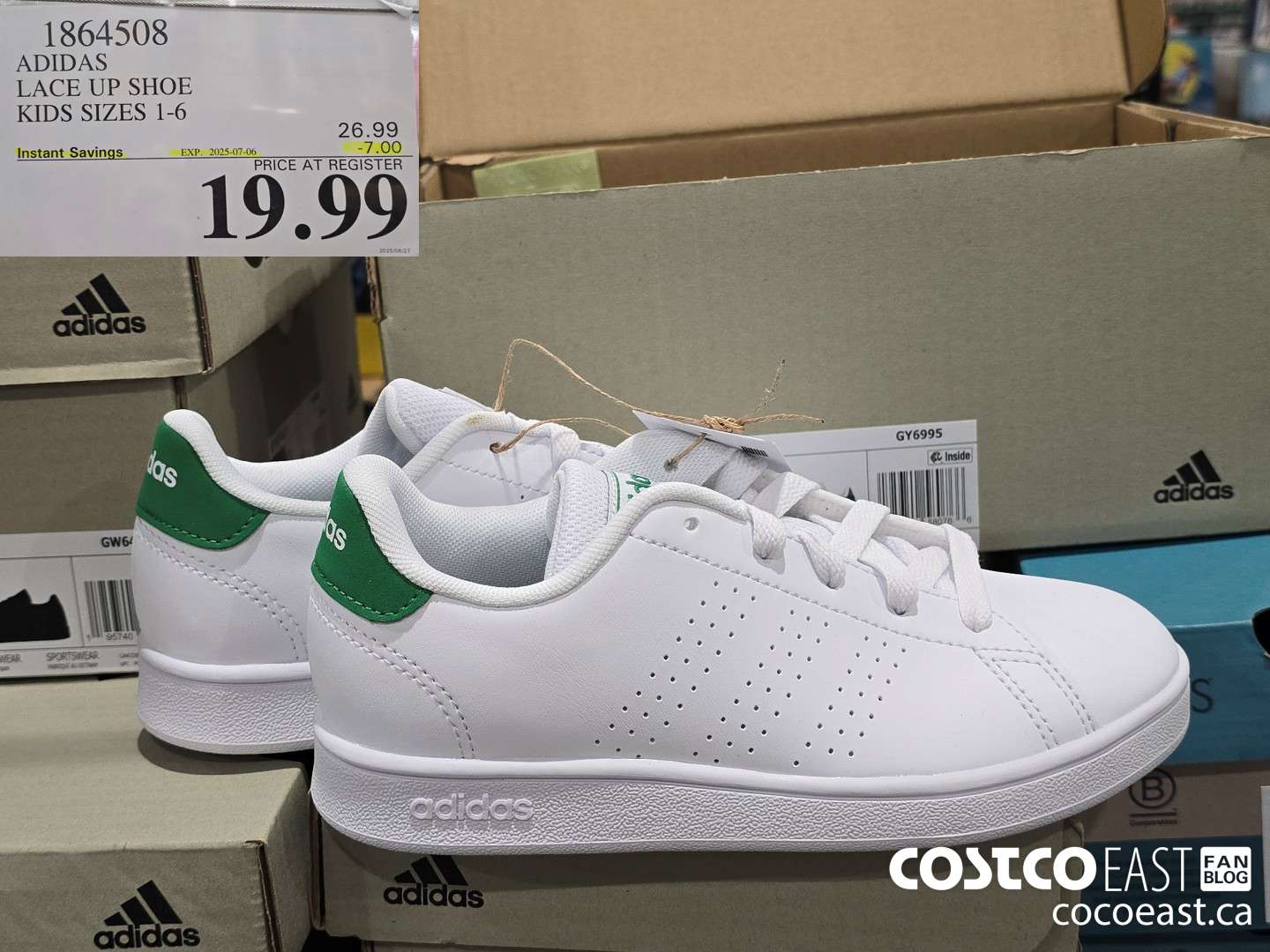 1864508 ADIDAS LACE UP SHOE KIDS SIZES 1-6 ($7.00 INSTANT SAVINGS EXPIRES ON 2025-07-06) $19.99