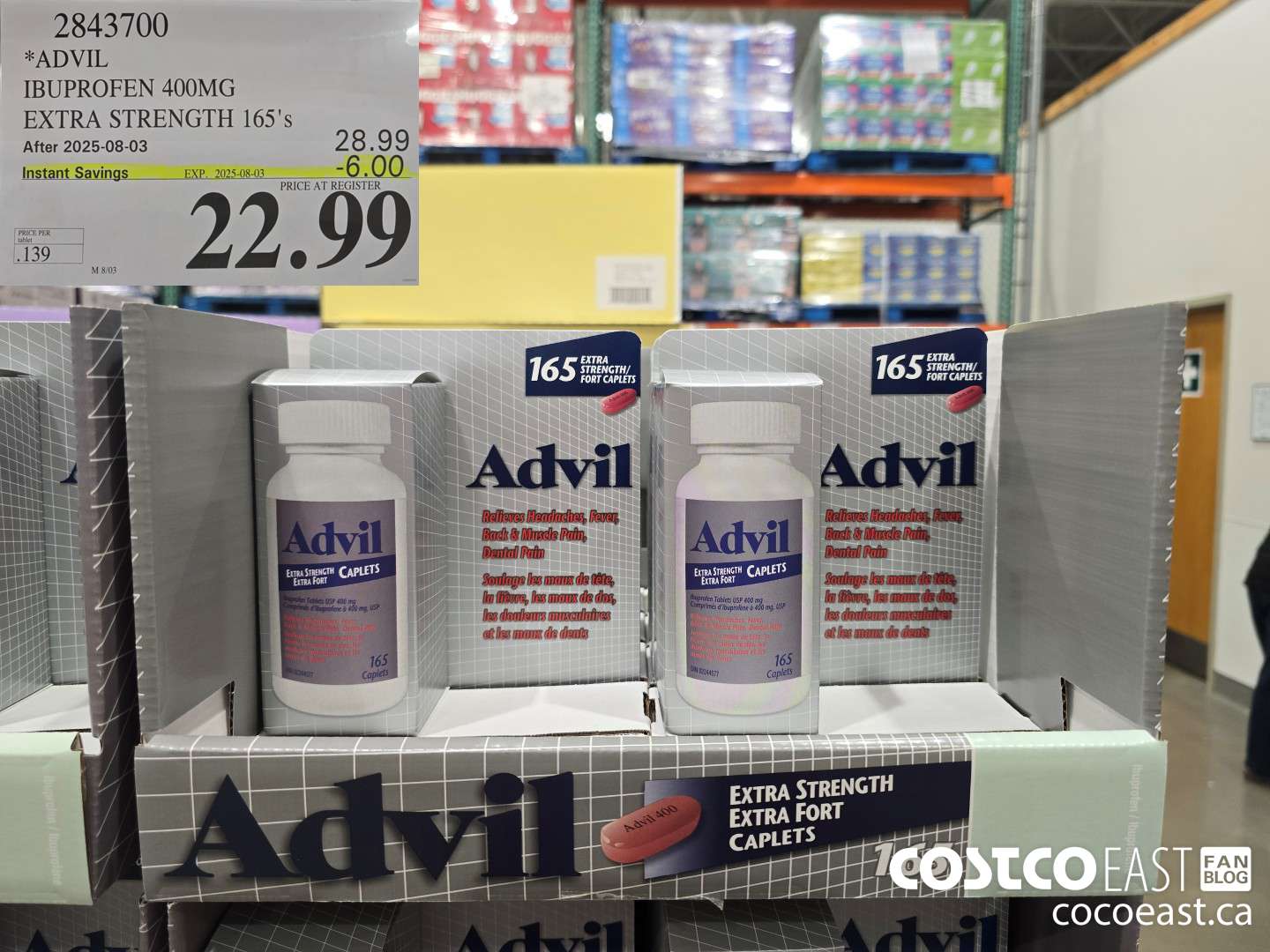 2843700 ADVIL IBUPROFEN 400MG EXTRA STRENGTH 165's ($6.00 INSTANT SAVINGS EXPIRES ON 2025-08-03) $22.99