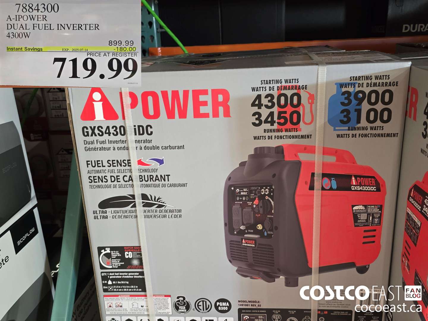7884300 A-IPOWER DUAL FUEL INVERTER 4300W ($180.00 INSTANT SAVINGS EXPIRES ON 2025-07-14) $719.99