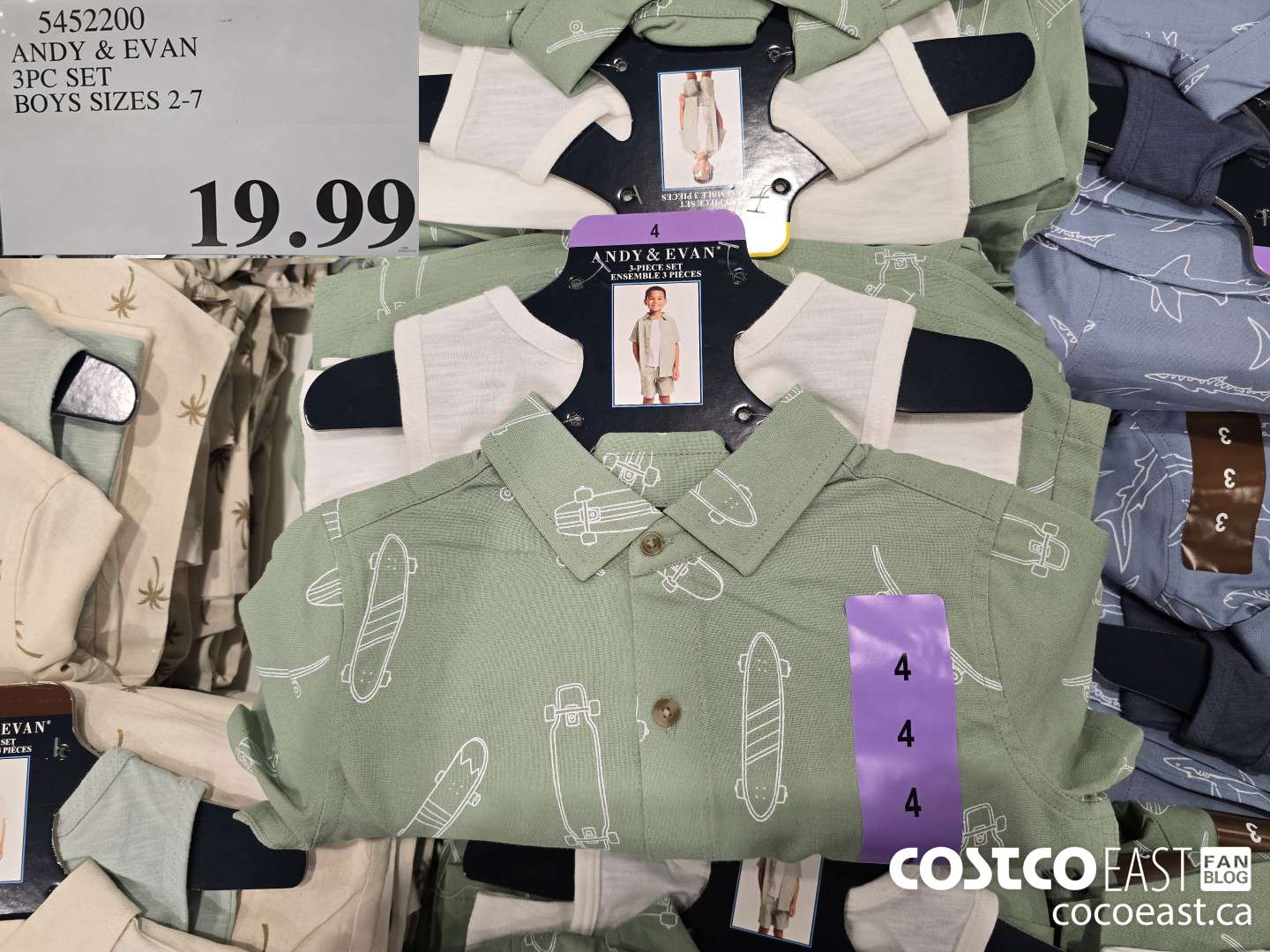 5452200 ANDY & EVAN 3PC SET BOYS SIZES 2-7 $19.99
