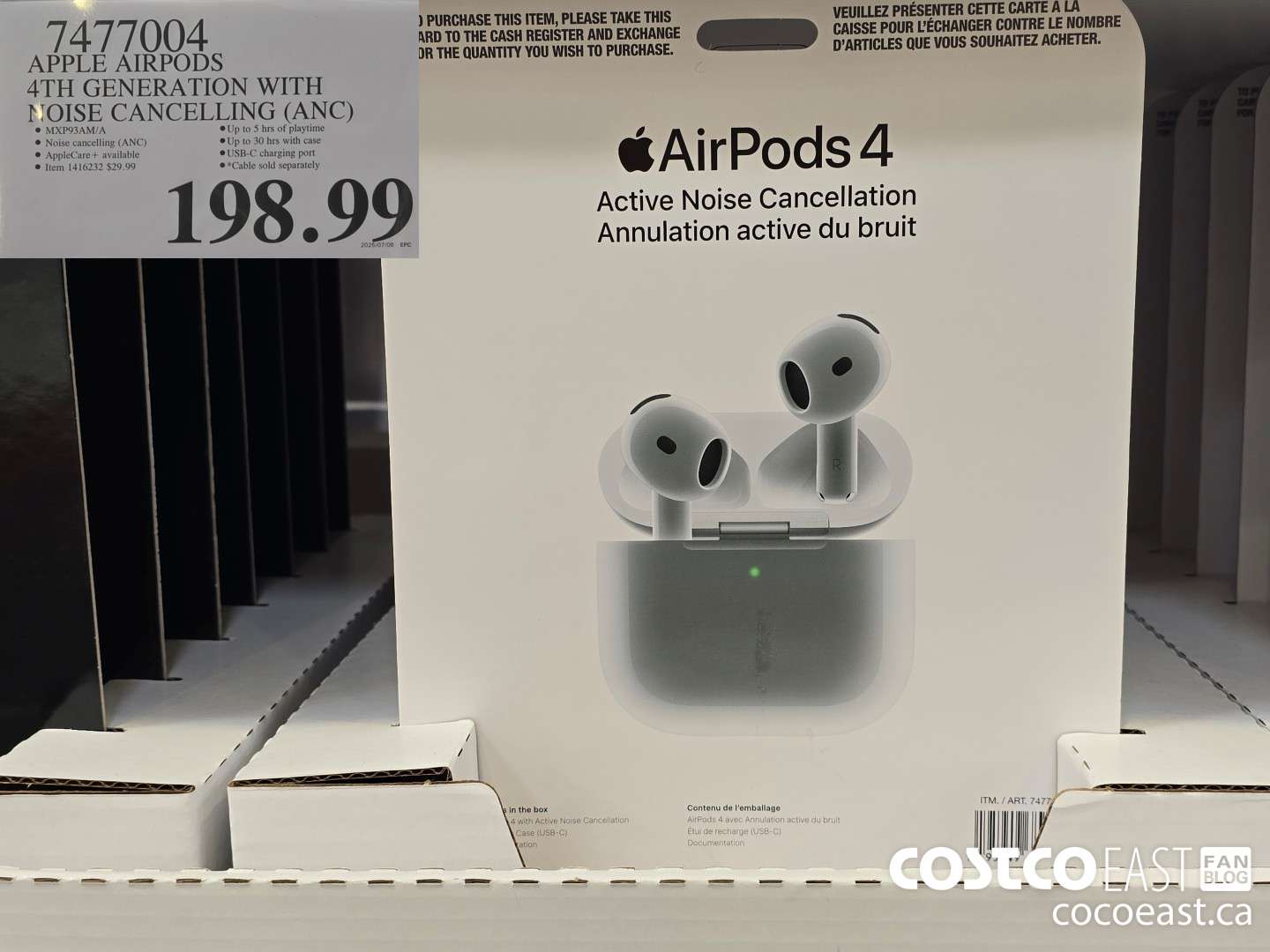 7477004 APPLE AIRPODS 4TH GENERATION WITH NOISE CANCELLING (ANC) $198.99