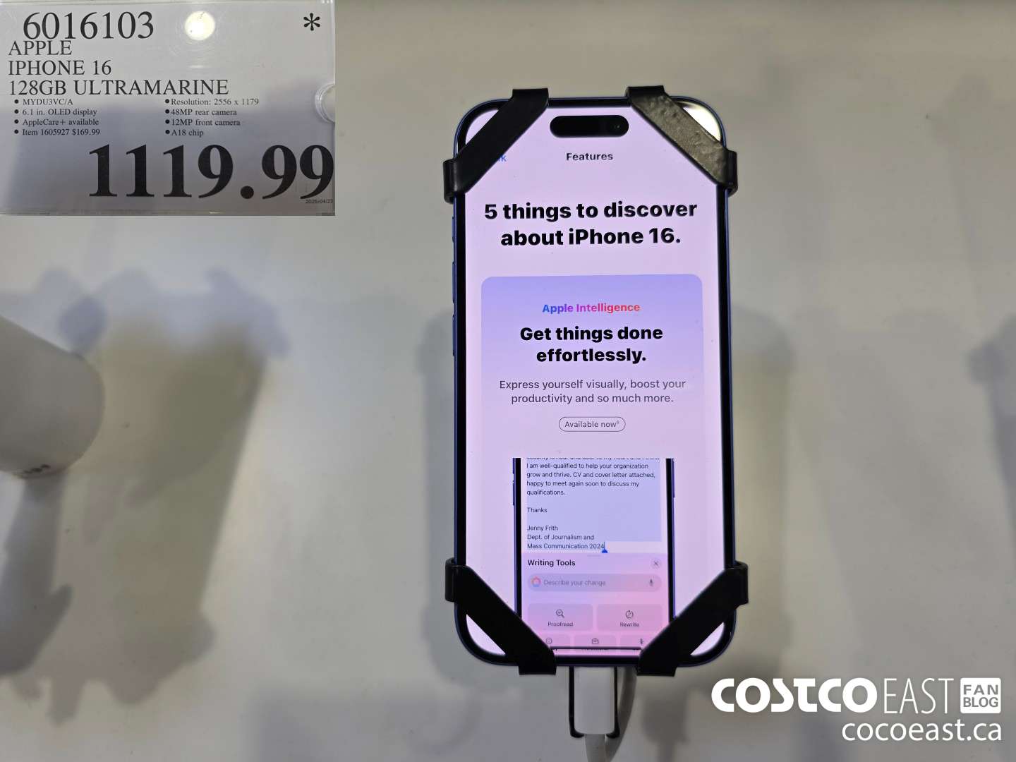 6016103 APPLE IPHONE 16 128GB ULTRAMARINE $1119.99