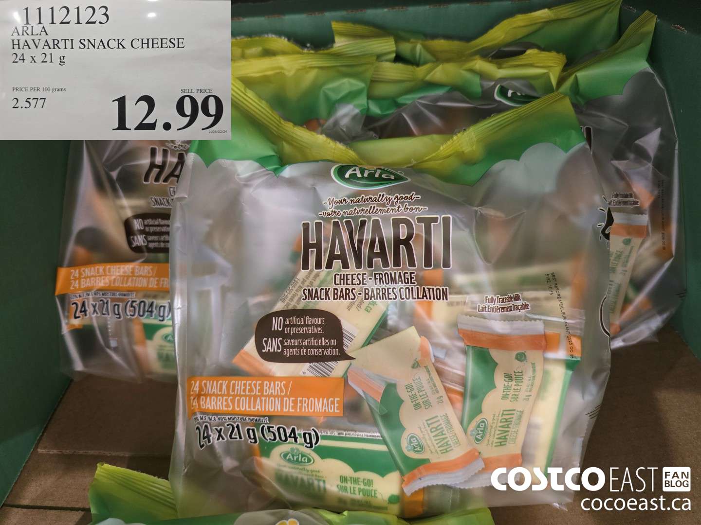 1112123 ARLA HAVARTI SNACK CHEESE 24 x 21g $12.99