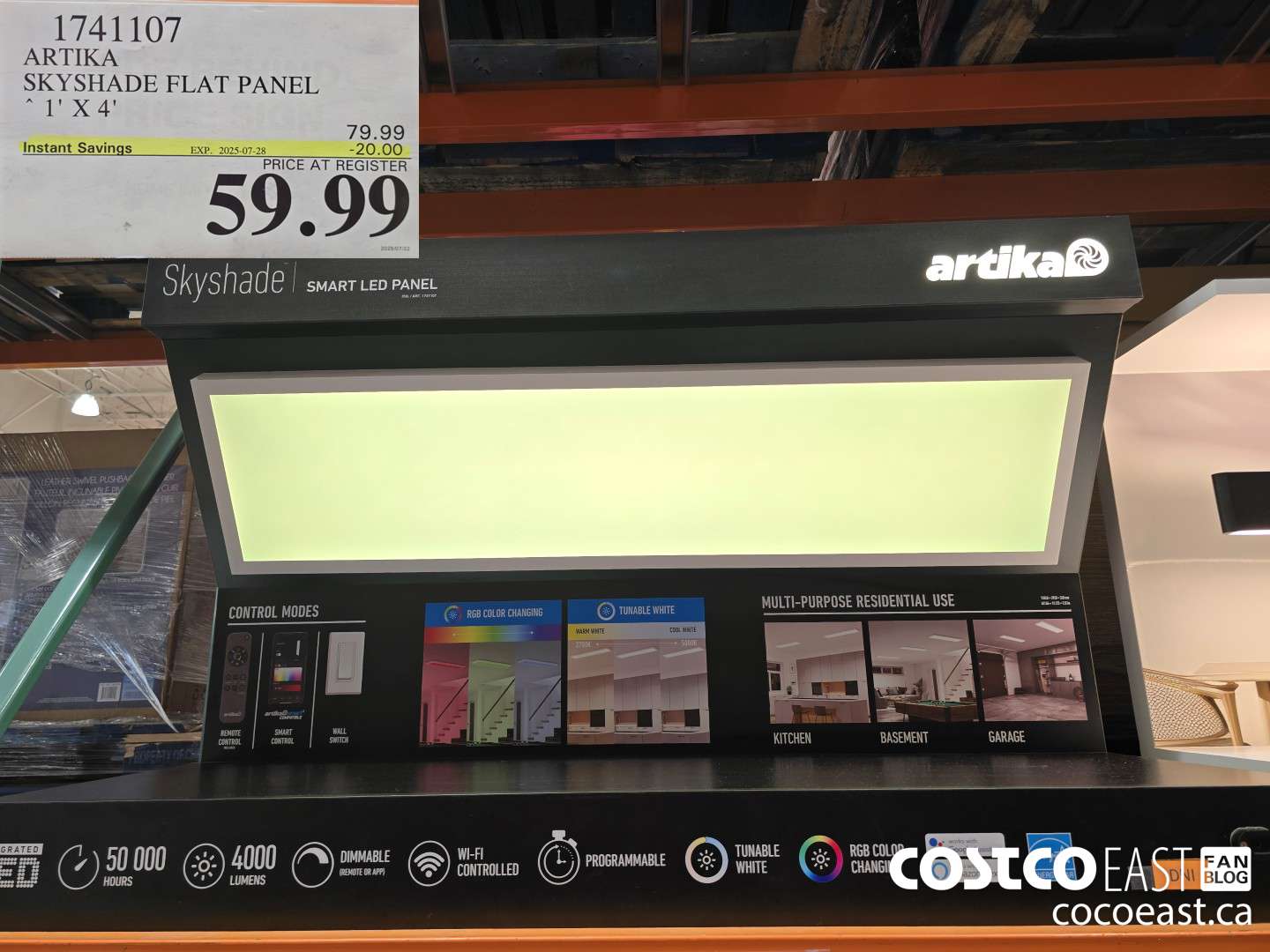 1741107 ARTIKA SKYSHADE FLAT PANEL 1' X 4' ($20.00 INSTANT SAVINGS EXPIRES ON 2025-07-28) $59.99