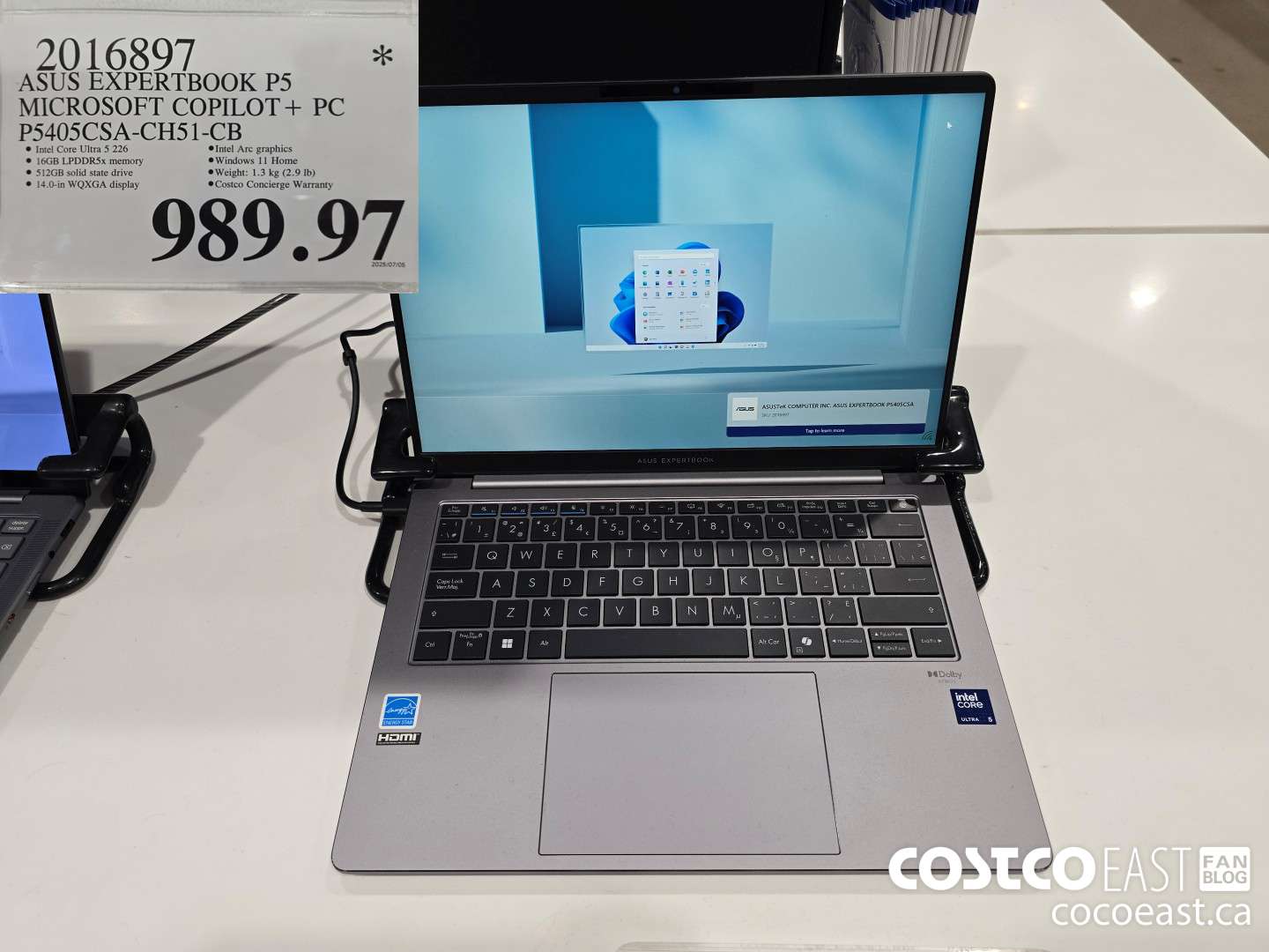 2016897 ASUS EXPERTBOOK P5 MICROSOFT COPILOT+ PC P5405CSA-CHS51-CB $989.97