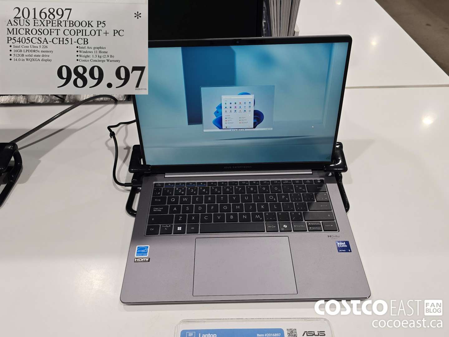 2016897 ASUS EXPERTBOOK P5 MICROSOFT COPILOT+ PC P5405CSA-CHS51-CB $989.97