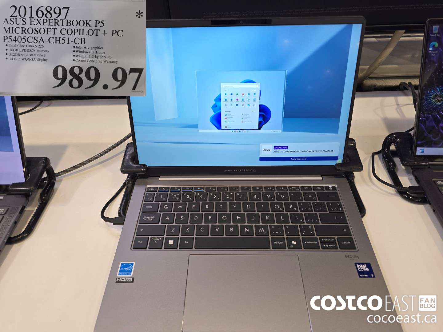 2016897 ASUS EXPERTBOOK P5 MICROSOFT COPILOT+ PC P5405CSA-CHS51-CB $989.97