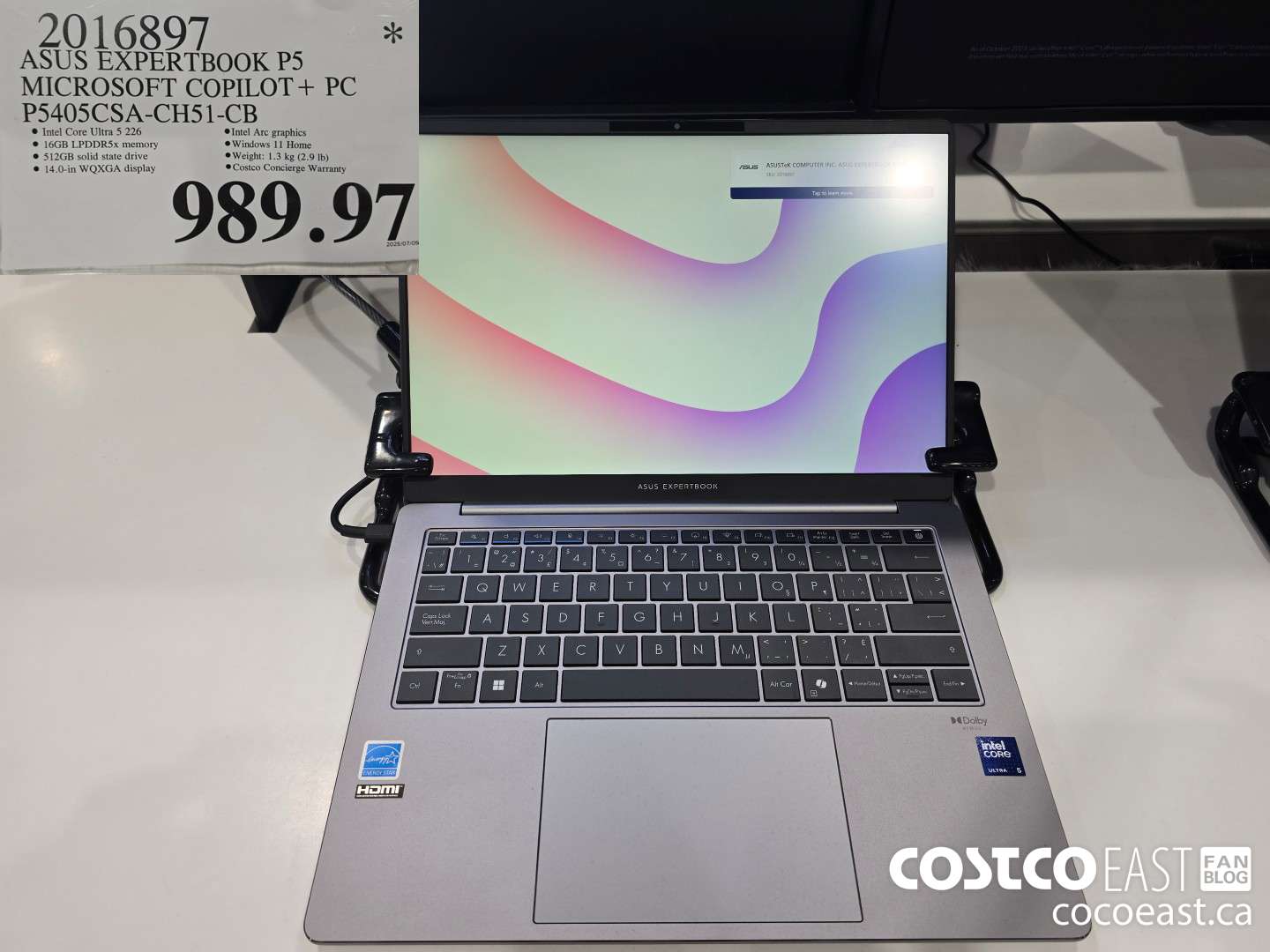 2016897 ASUS EXPERTBOOK P5 MICROSOFT COPILOT+ PC P5405CSA-CHS51-CB $989.97