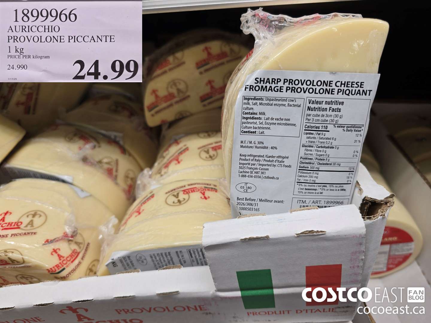 1899966 AURICCHIO PROVOLONE PICCANTE 1 KG $24.99