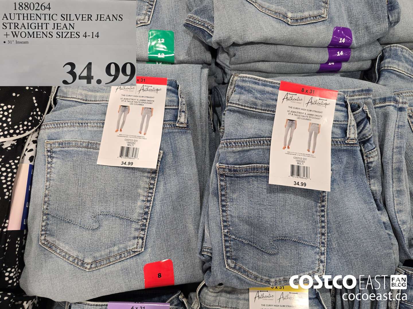 1880264 AUTHENTIC SILVER JEANS STRAIGHT JEAN +WOMENS SIZES 4-14 $34.99