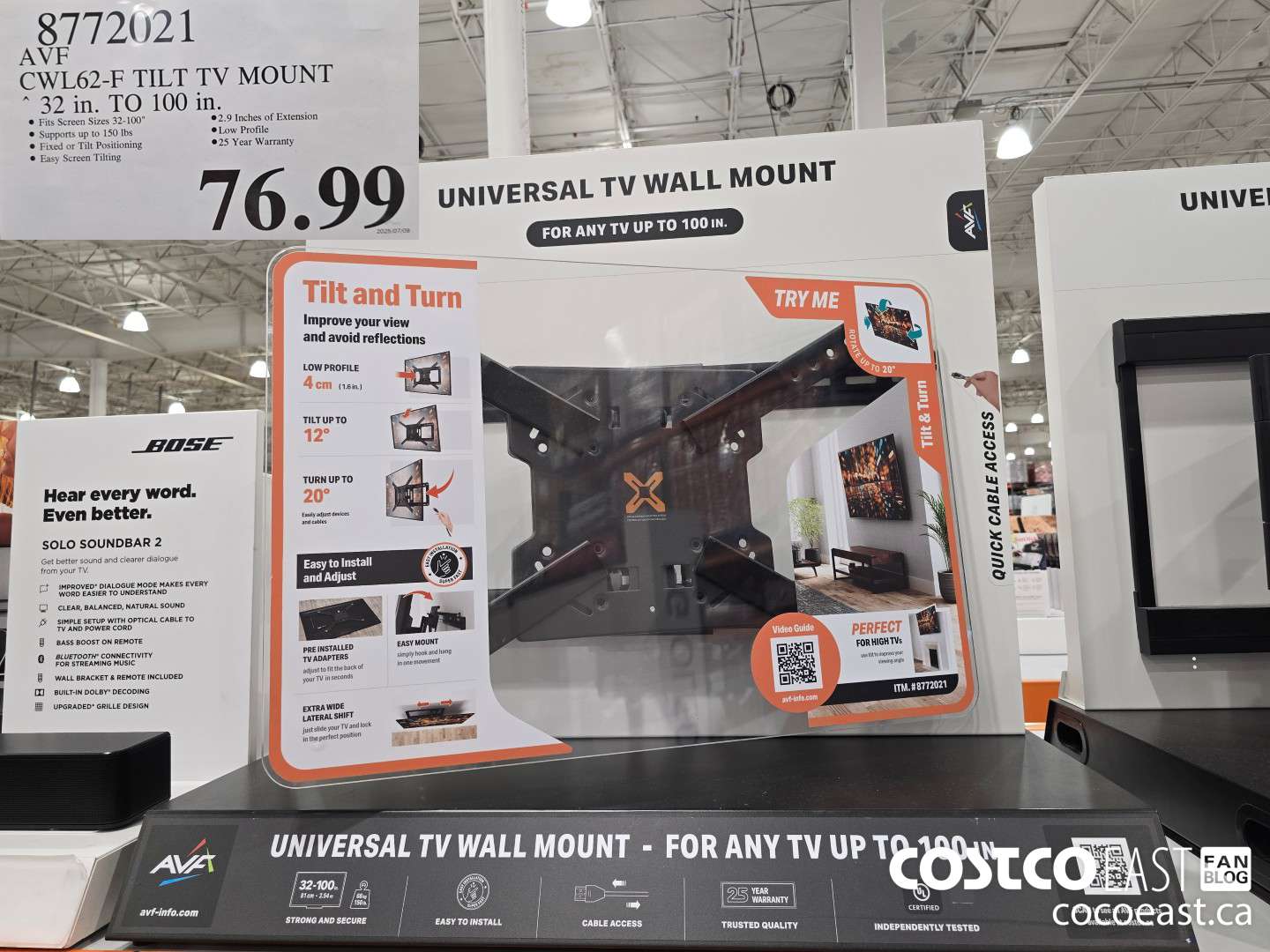 8772021 AVF CWL62-F TILT TV MOUNT 32 in. TO 100 in. $76.99