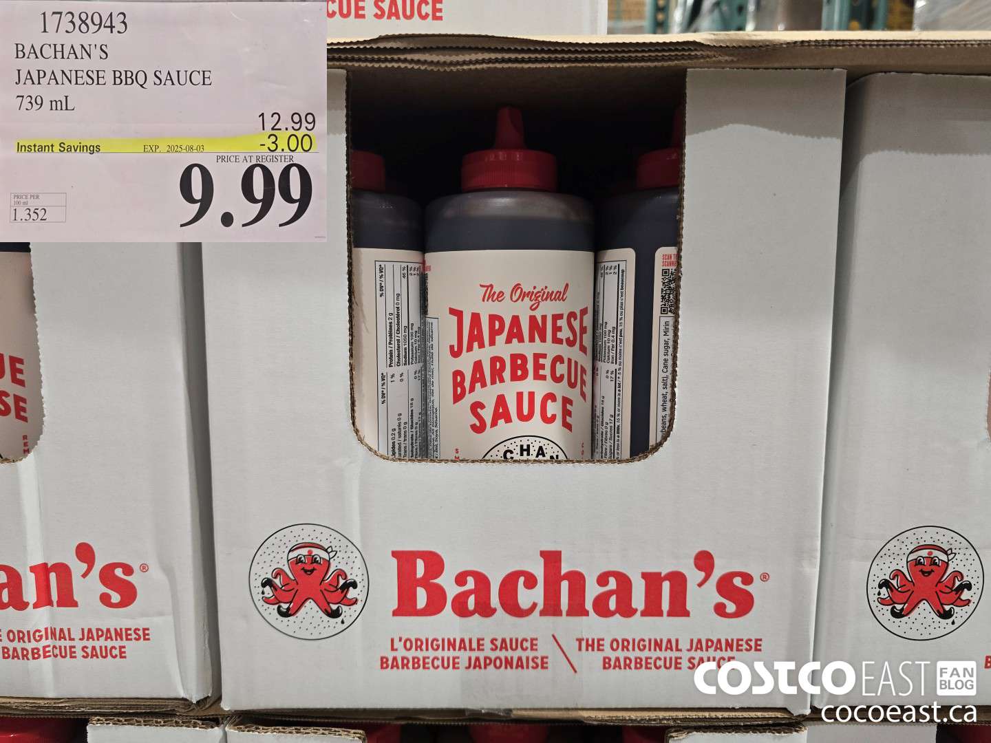 1738943 BACHAN'S JAPANESE BBQ SAUCE 739 mL ($3.00 INSTANT SAVINGS EXPIRES ON 2025-08-03) $9.99