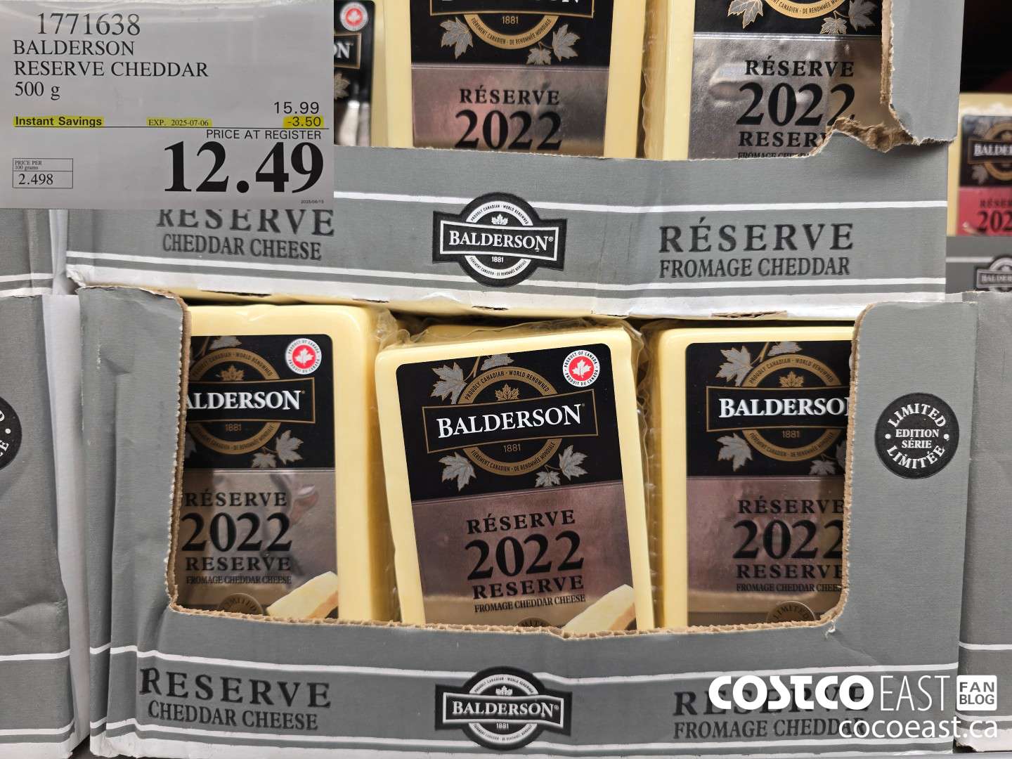 1771638 BALDERSON RESERVE CHEDDAR 500 G ($3.50 INSTANT SAVINGS EXPIRES ON 2025-07-06) $12.49