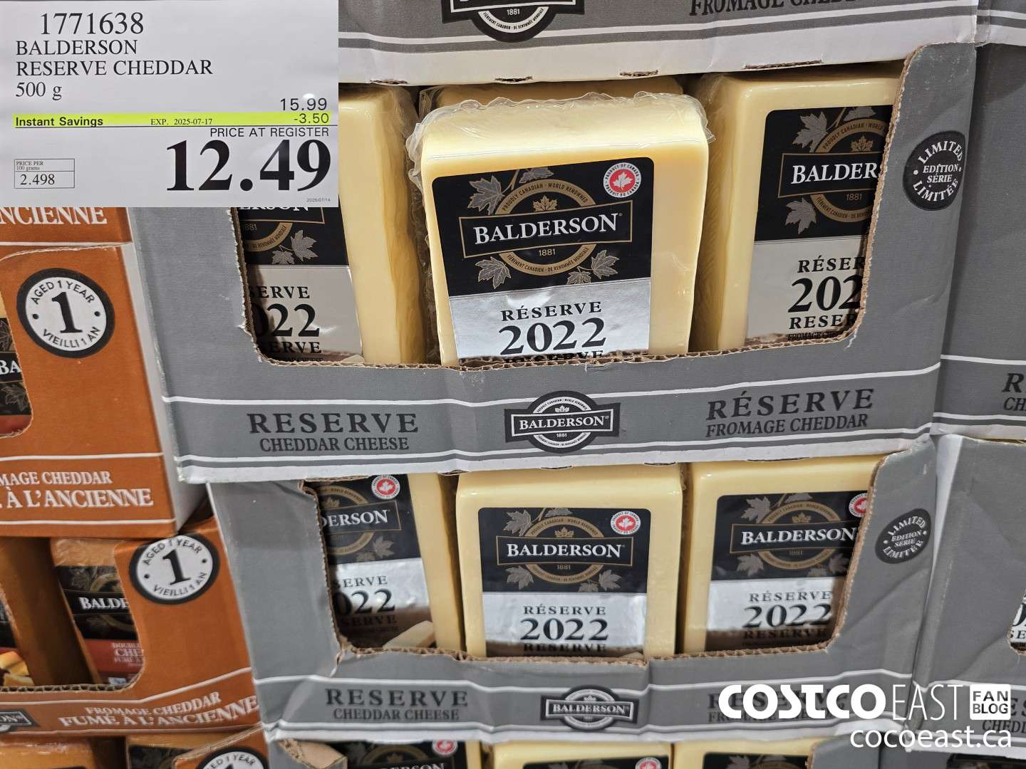 1771638 BALDERSON RESERVE CHEDDAR 500 G ($3.50 INSTANT SAVINGS EXPIRES ON 2025-07-17) $12.49