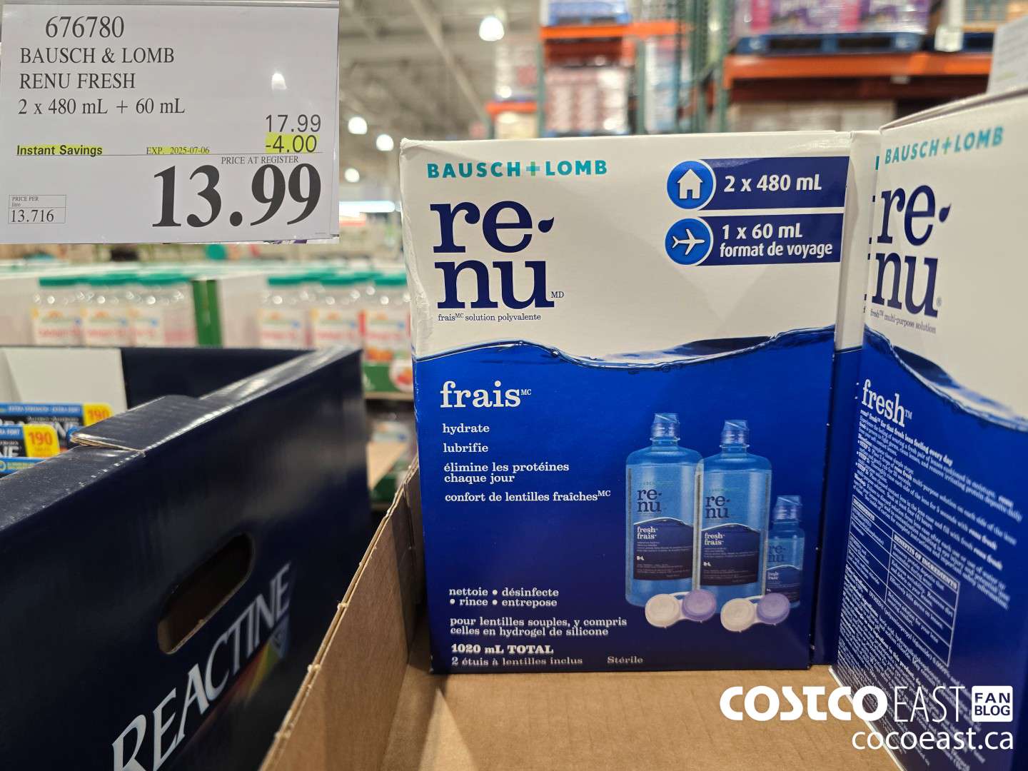 676780 BAUSCH & LOMB RENU FRESH 2x 480 mL + 60 mL ($4.00 INSTANT SAVINGS EXPIRES ON 2025-07-06) $13.99