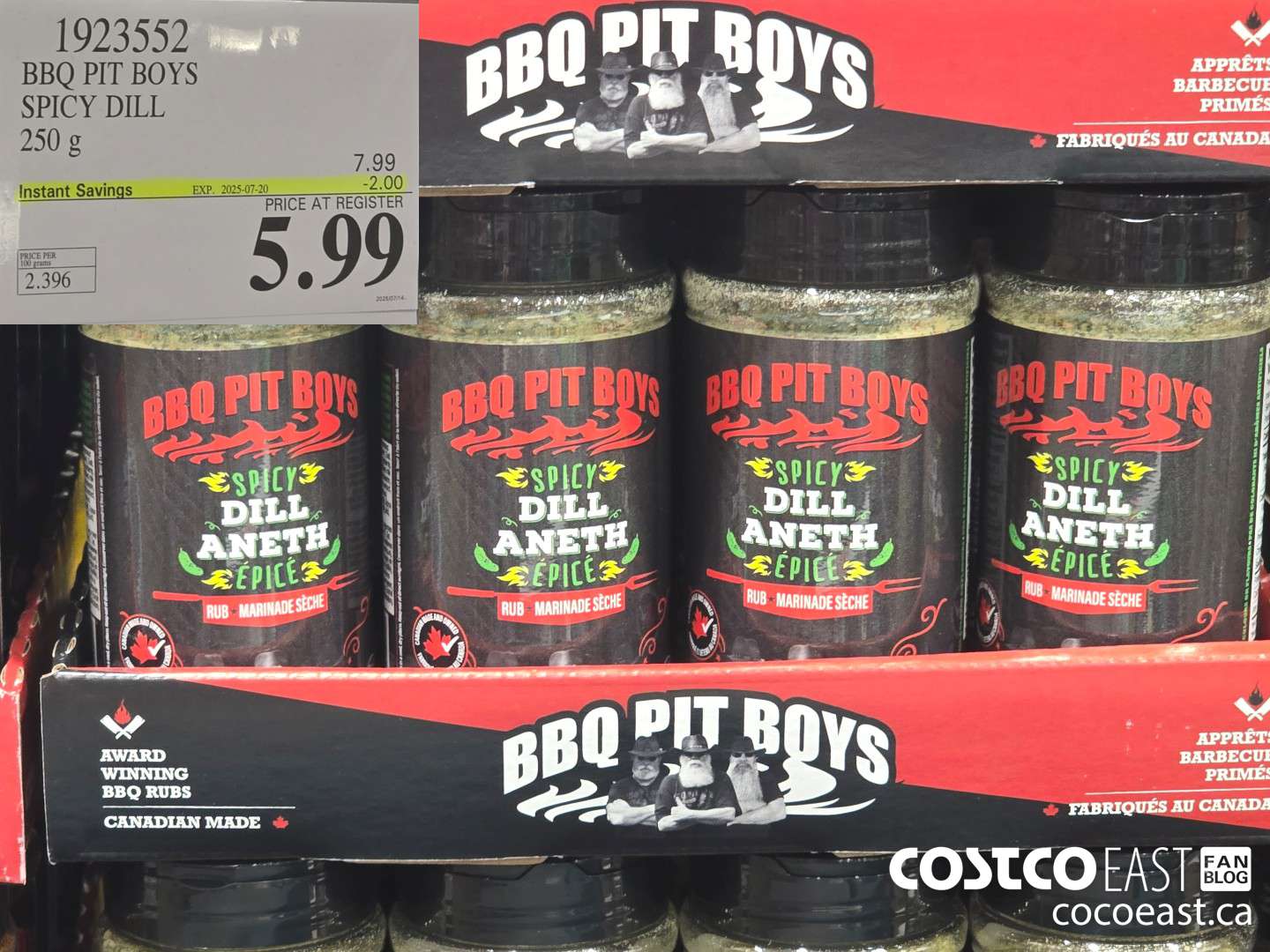 1923552 BBQ PIT BOYS SPICY DILL 250 g ($2.00 INSTANT SAVINGS EXPIRES ON 2025-07-20) $5.99