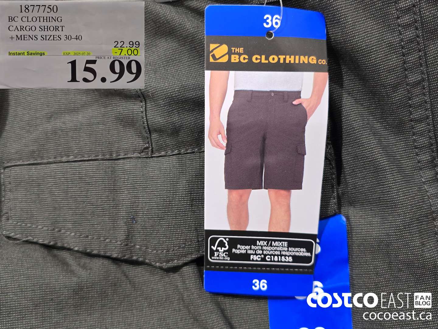1877750 BC CLOTHING CARGO SHORT +MENS SIZES 30-40 ($7.00 INSTANT SAVINGS EXPIRES ON 2025-07-20) $15.99