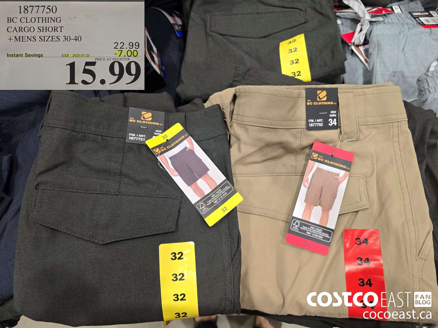 1877750 BC CLOTHING CARGO SHORT +MENS SIZES 30-40 ($7.00 INSTANT SAVINGS EXPIRES ON 2025-07-20) $15.99