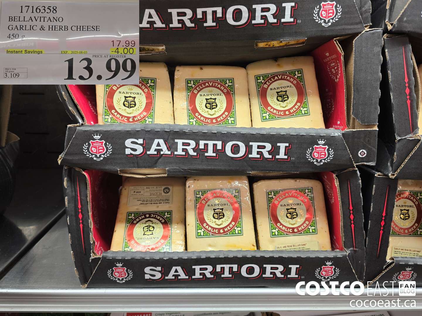 1716358 BELLAVITANO GARLIC & HERB CHEESE 450 g ($4.00 INSTANT SAVINGS EXPIRES ON 2025-08-03) $13.99