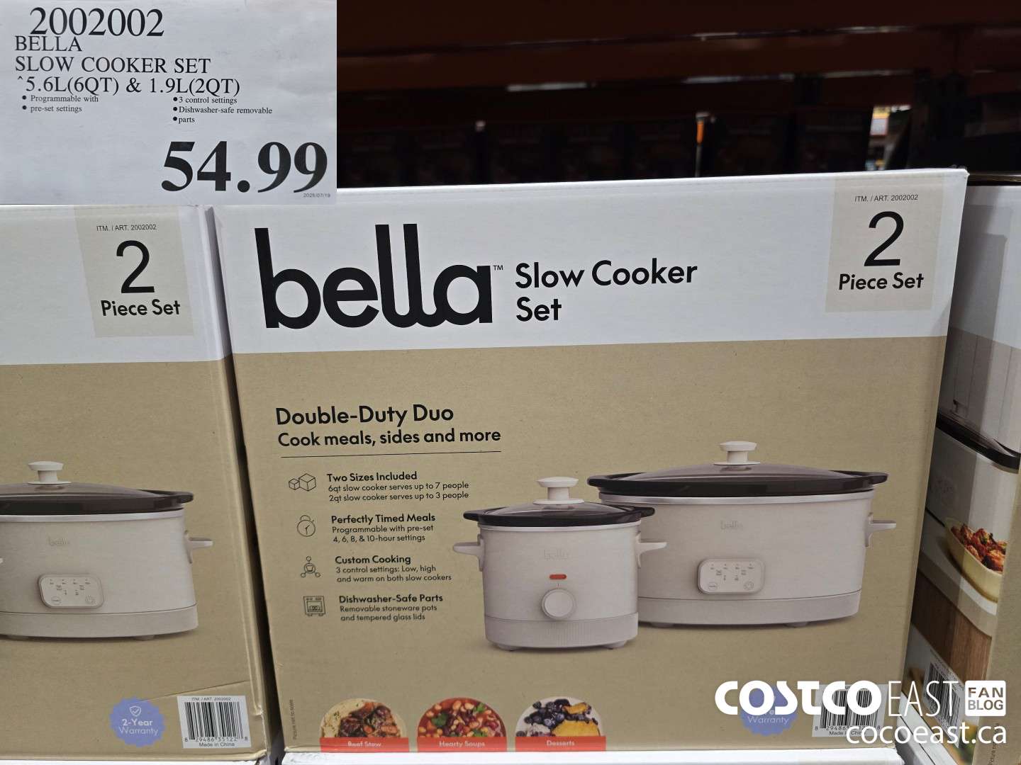 2002002 BELLA SLOW COOKERS 5.6L (6 QT) & 1.9 L (2 QT) $54.99