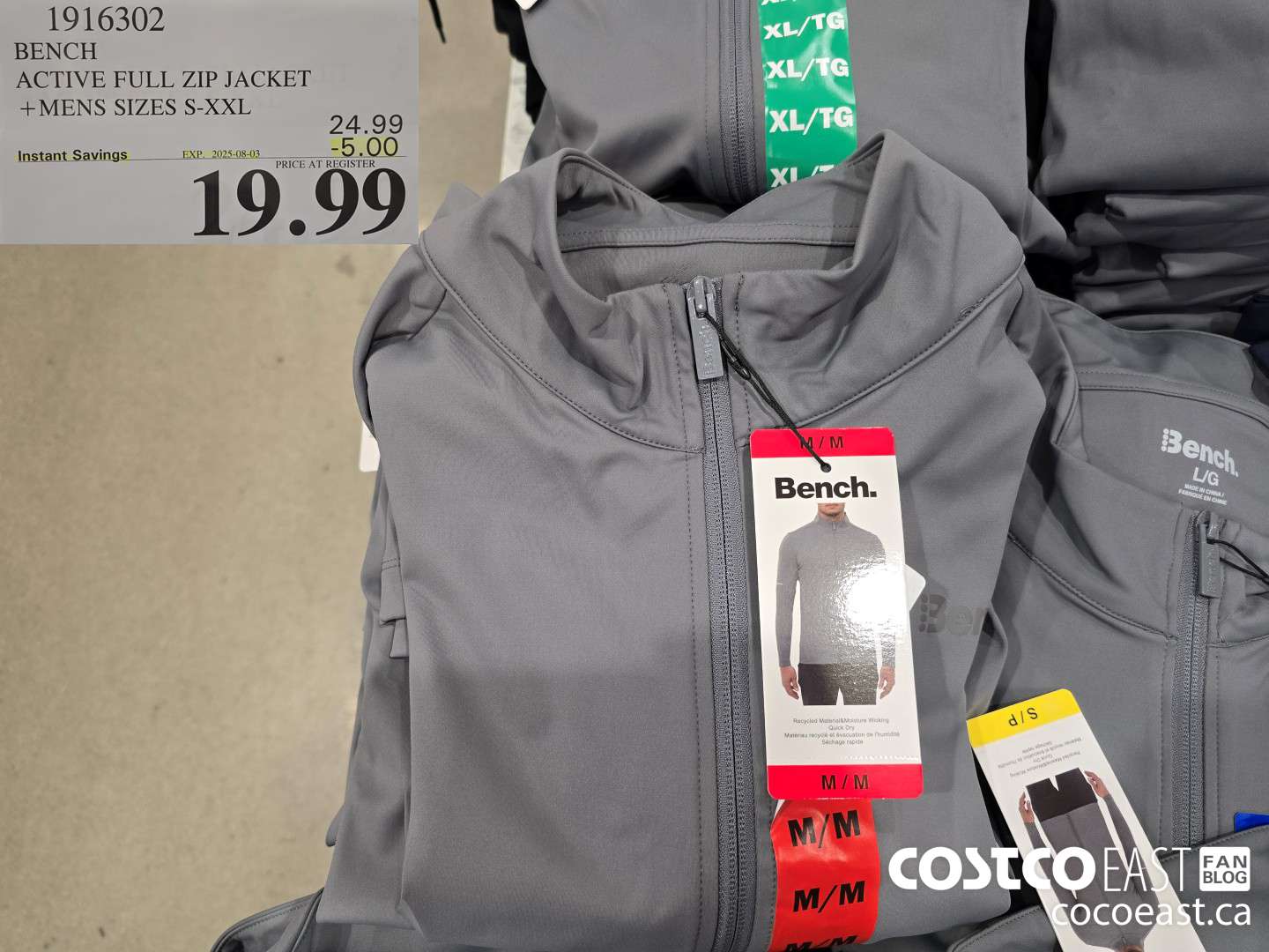 1916302 BENCH ACTIVE FULL ZIP JACKET +MENS SIZES S-XXL ($5.00 INSTANT SAVINGS EXPIRES ON 2025-08-03) $19.99