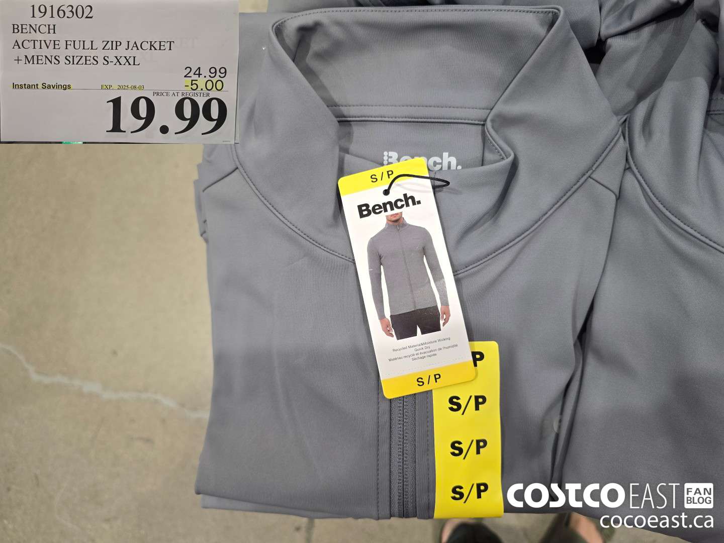 1916302 BENCH ACTIVE FULL ZIP JACKET +MENS SIZES S-XXL ($5.00 INSTANT SAVINGS EXPIRES ON 2025-08-03) $19.99