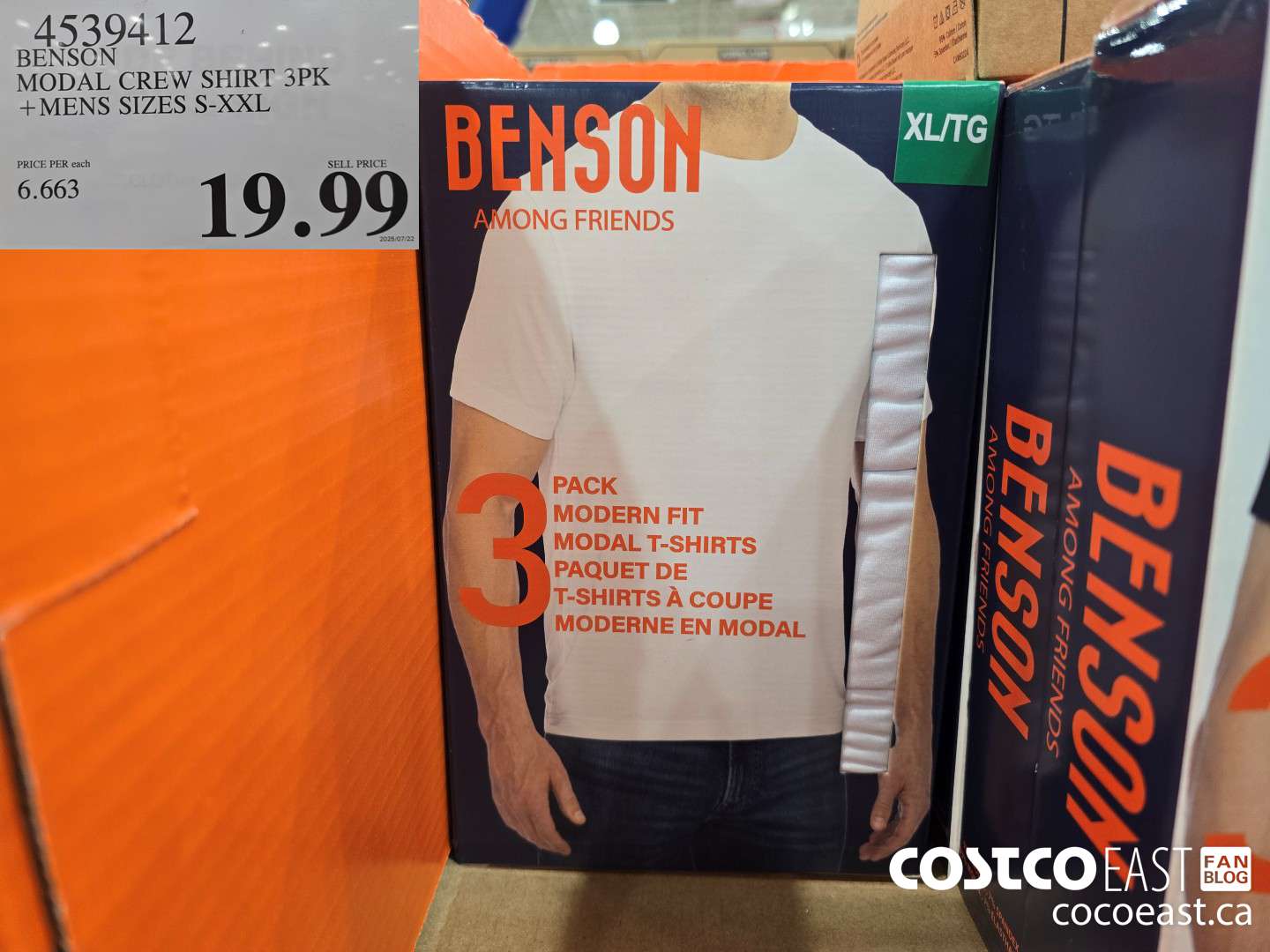 4539412 BENSON MODAL CREW SHIRT 3PK + MENS SIZES S-XXL $19.99