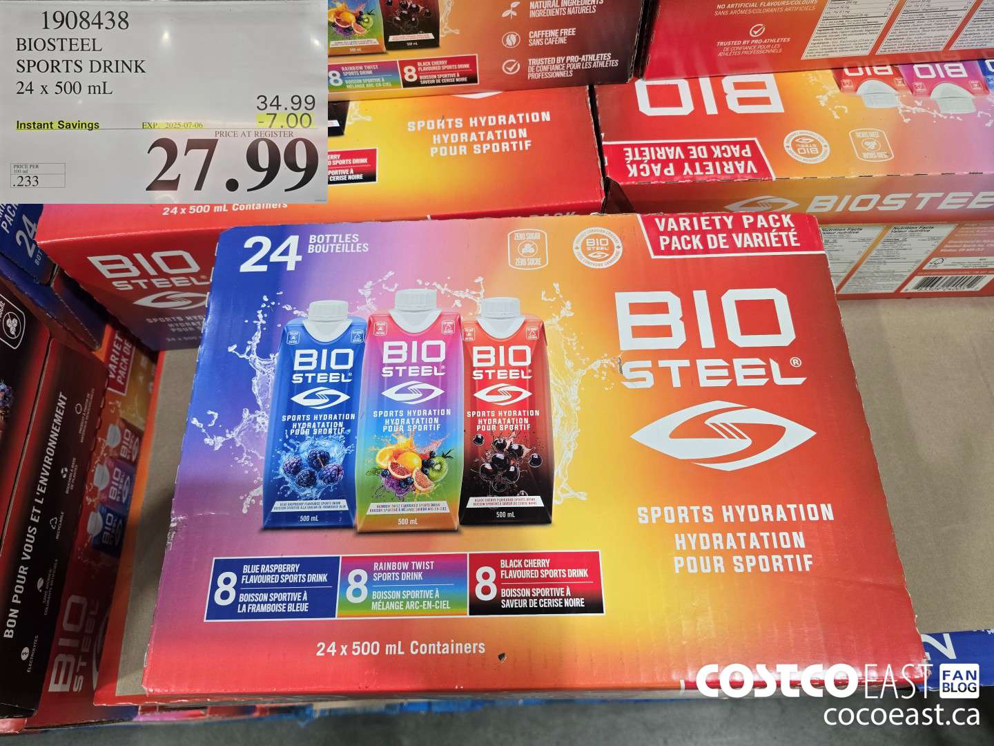 1908438 BIOSTEEL SPORTS DRINK 24 x 500 mL ($7.00 INSTANT SAVINGS EXPIRES ON 2025-07-06) $27.99