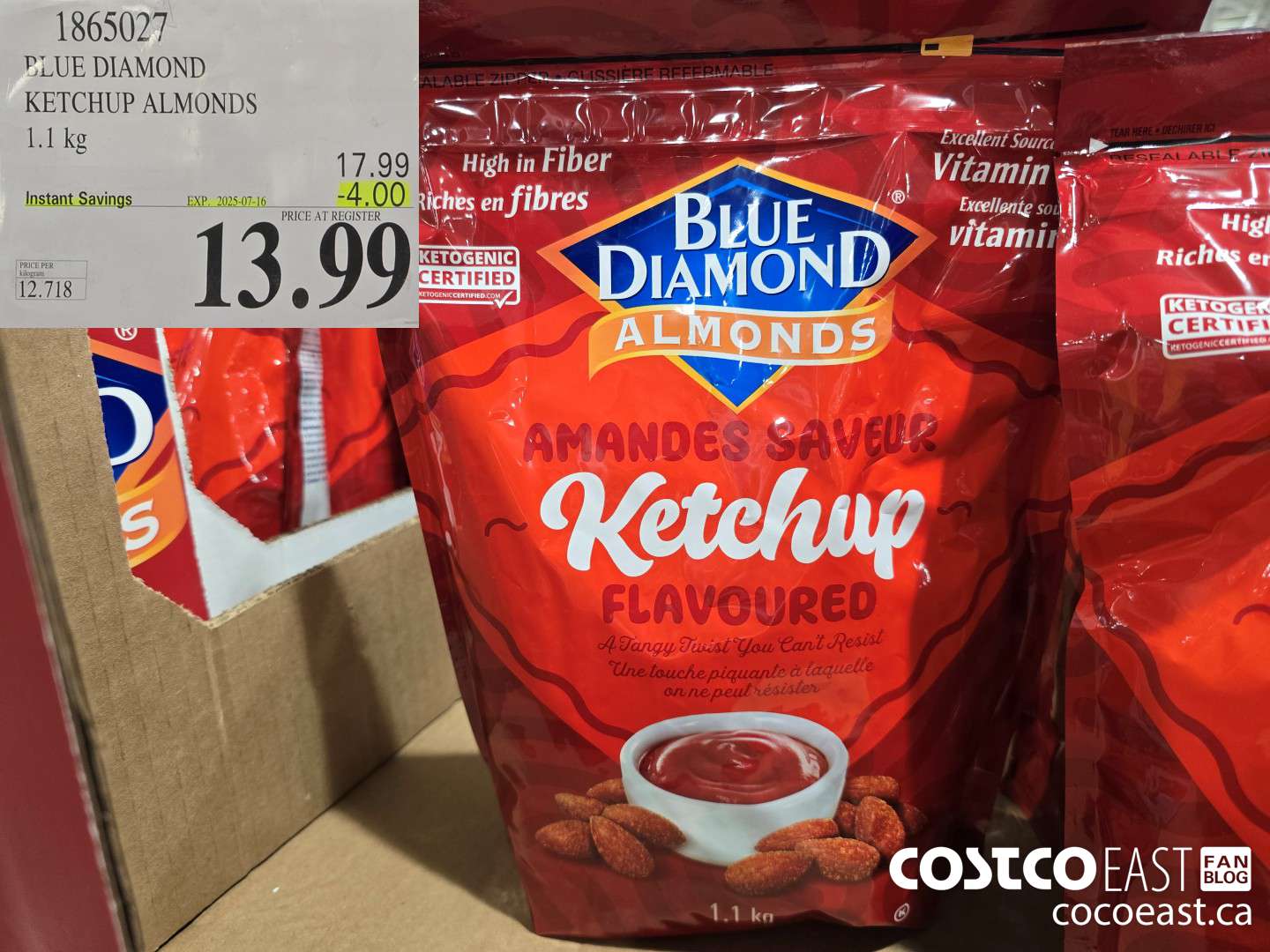 1865027 BLUE DIAMOND KETCHUP ALMONDS 1.1 kg ($4.00 INSTANT SAVINGS EXPIRES ON 2025-07-16) $13.99