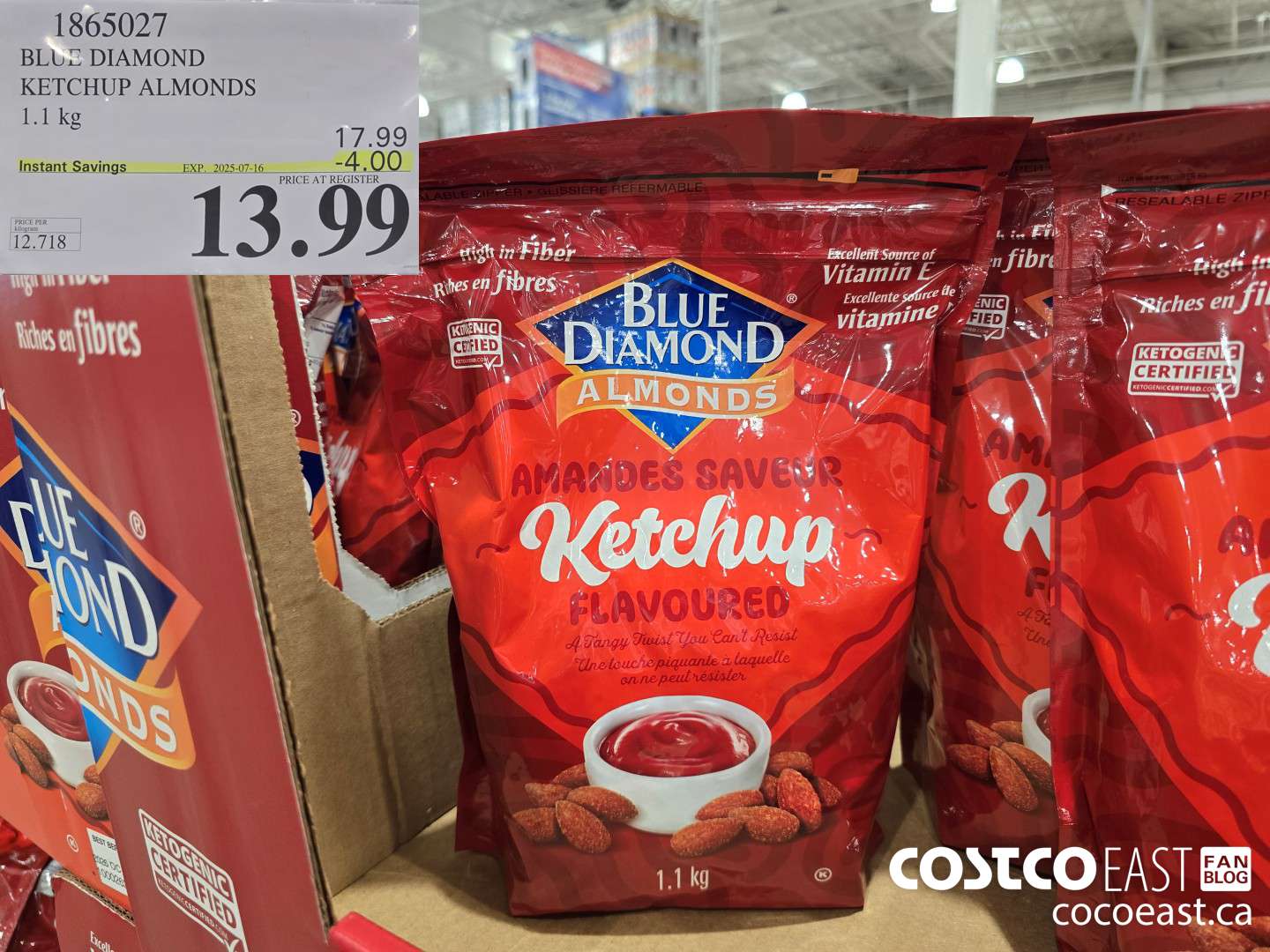 1865027 BLUE DIAMOND KETCHUP ALMONDS 1.1 kg ($4.00 INSTANT SAVINGS EXPIRES ON 2025-07-16) $13.99