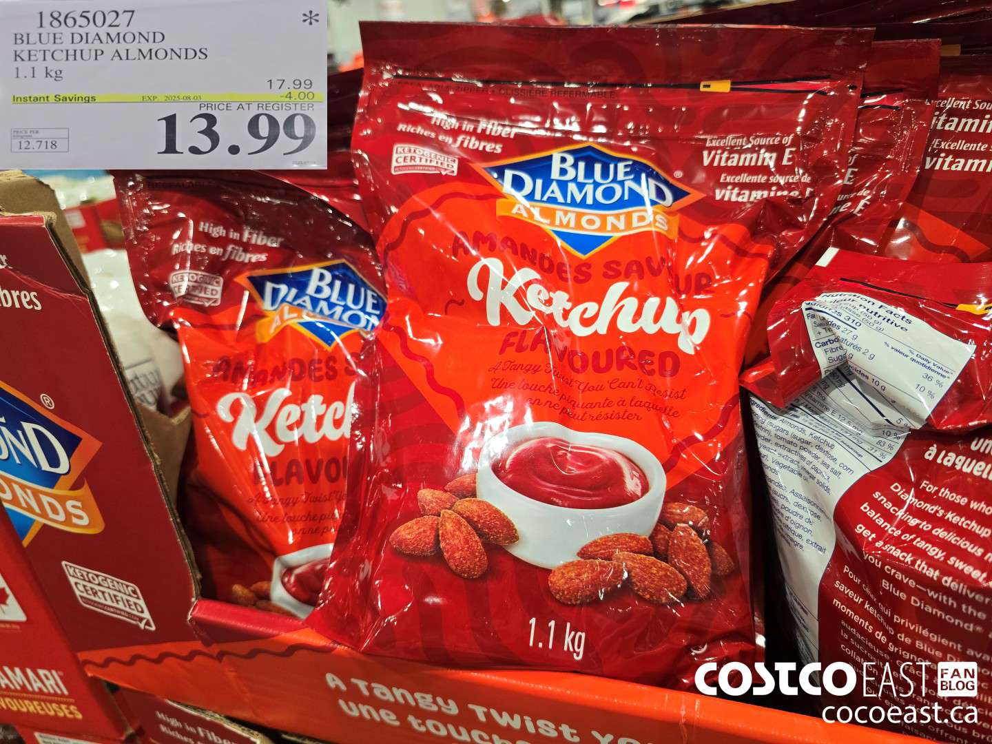 1865027 BLUE DIAMOND KETCHUP ALMONDS 1.1 kg ($4.00 INSTANT SAVINGS EXPIRES ON 2025-08-03) $13.99