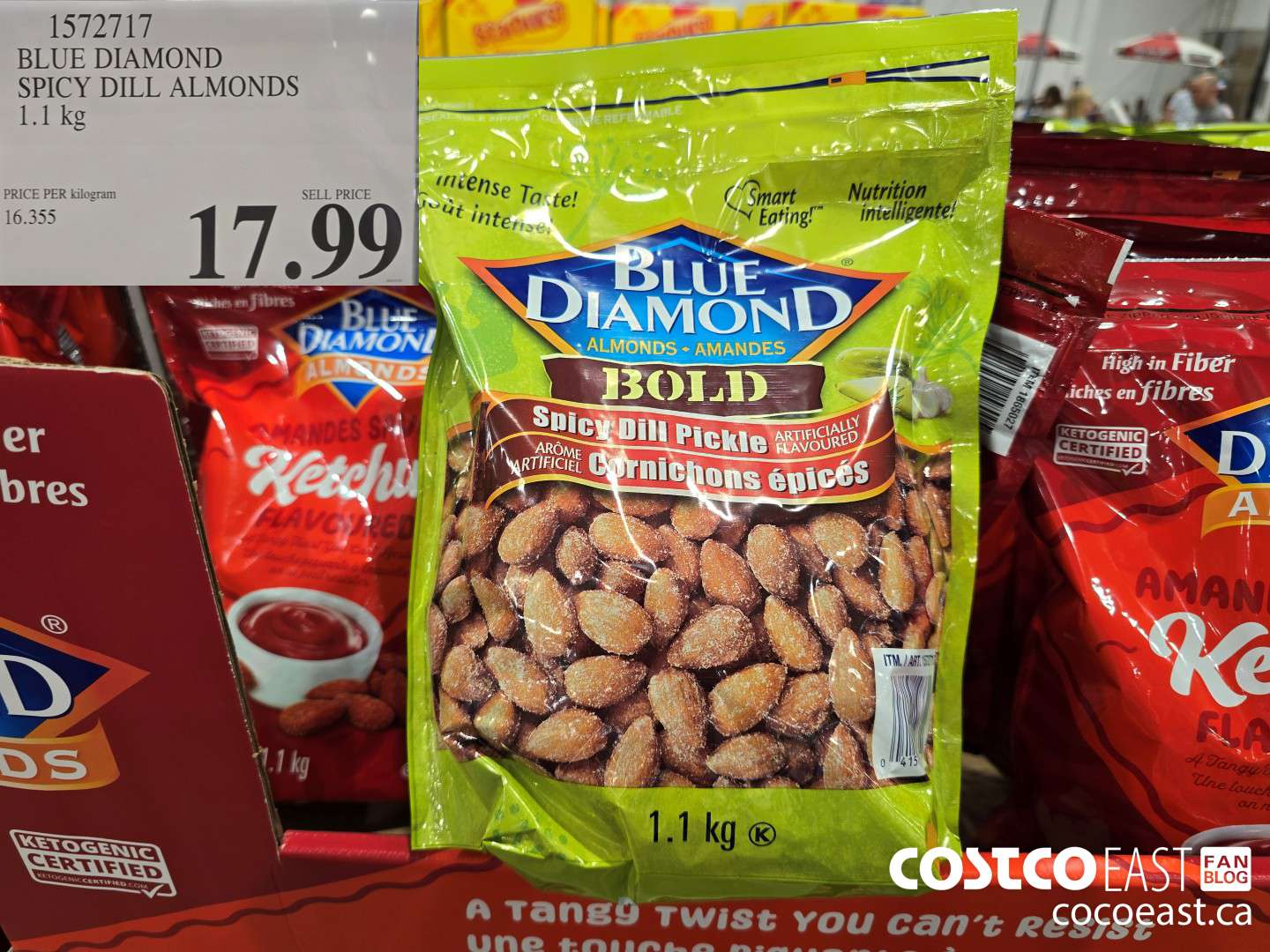 1572717 BLUE DIAMOND SPICY DILL ALMONDS 1.1 KG $17.99