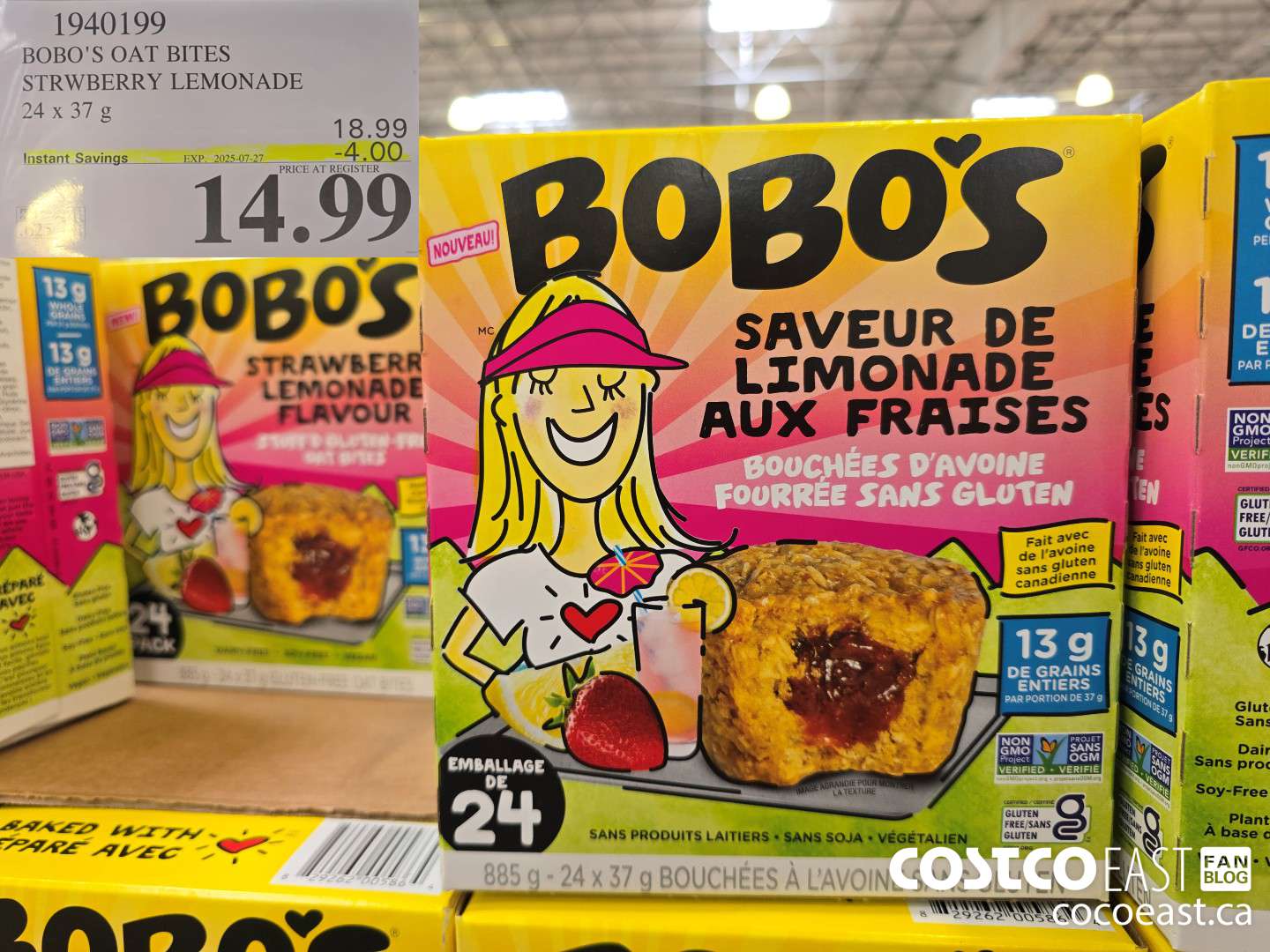 1940199 BOBO'S OAT BITES STRWBERRY LEMONADE 24 x 37g ($4.00 INSTANT SAVINGS EXPIRES ON 2025-07-27) $14.99