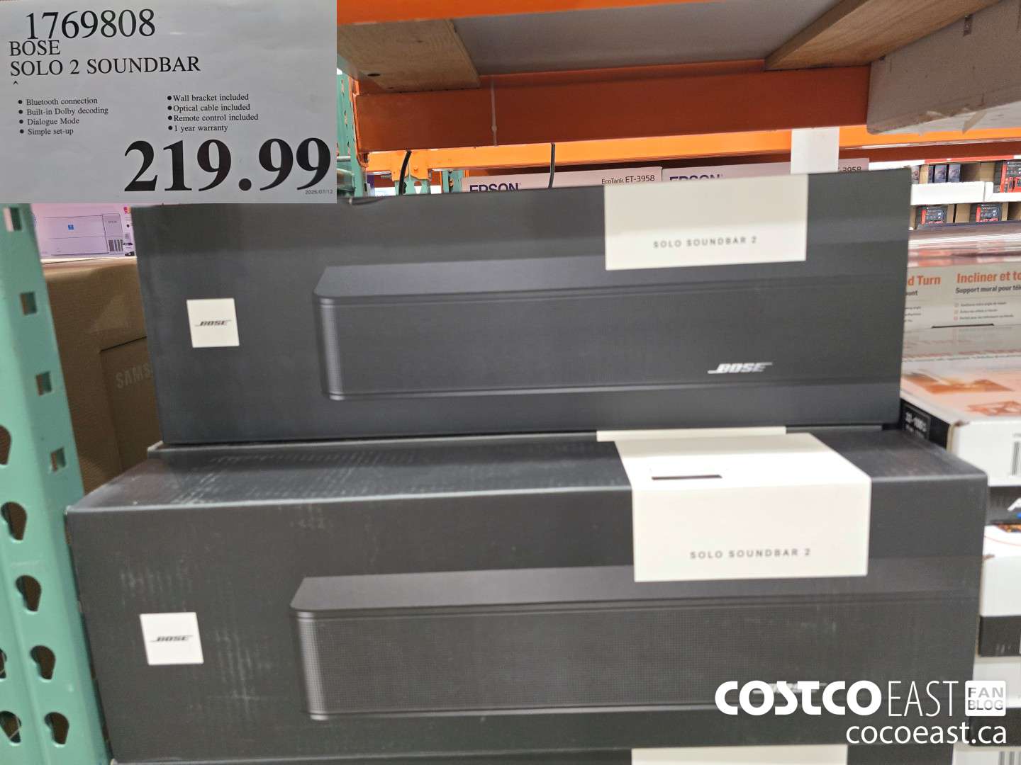 1769808 BOSE SOLO 2 SOUNDBAR $219.99