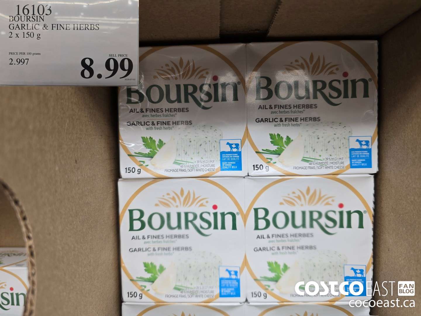 16103 BOURSIN GARLIC & FINE HERBS 2 X 150 G $8.99