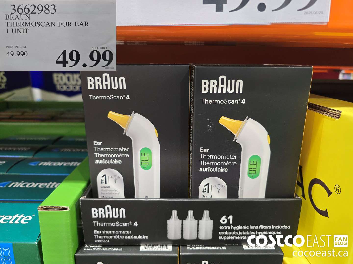 3662983 BRAUN THERMOSCAN4 EAR THERMOMETER 1 UNIT $49.99