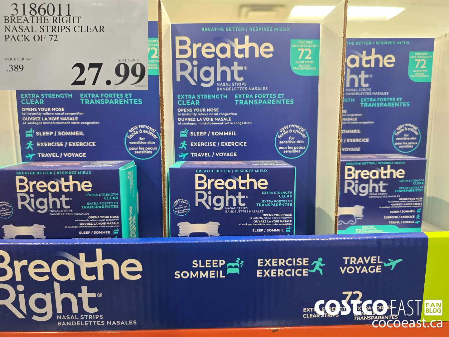 3186011 BREATHE RIGHT NASAL STRIPS EXT CLEAR PACK OF 72 $27.99