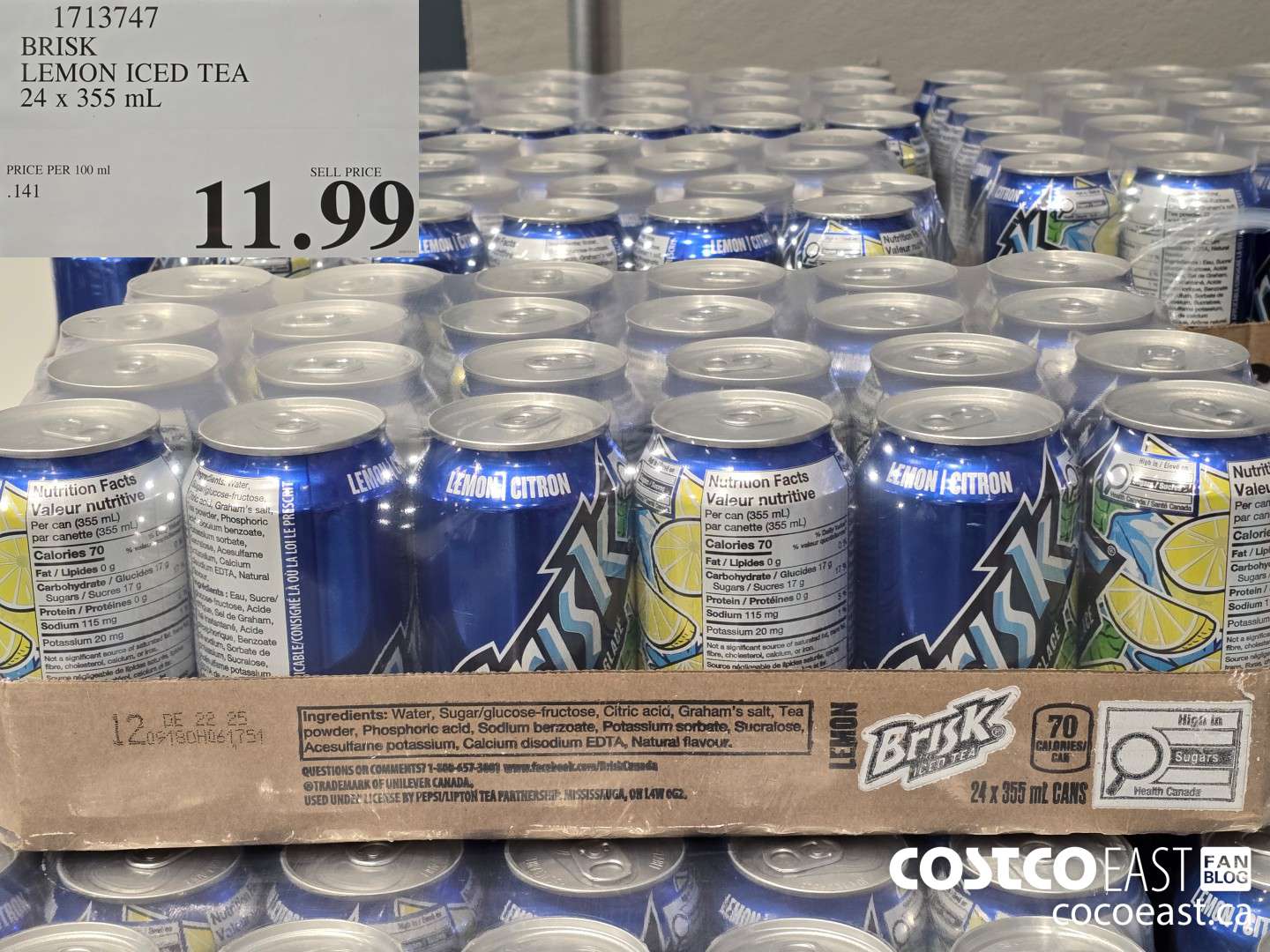 1713747 BRISK LEMON ICED TEA 24 X 355 ML $11.99