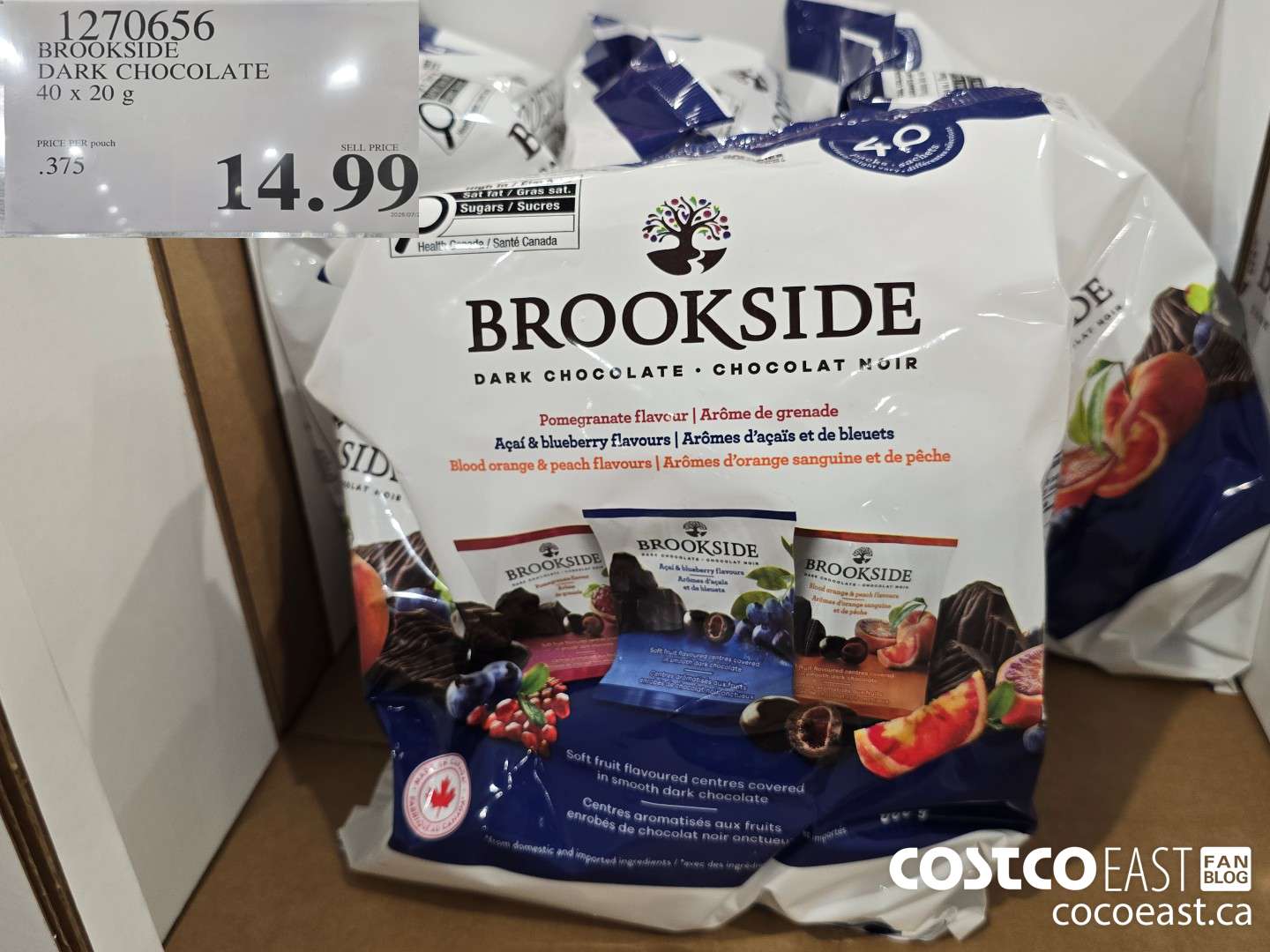 1270656 BROOKSIDE DARK CHOCOLATE 40 x 20 g $14.99