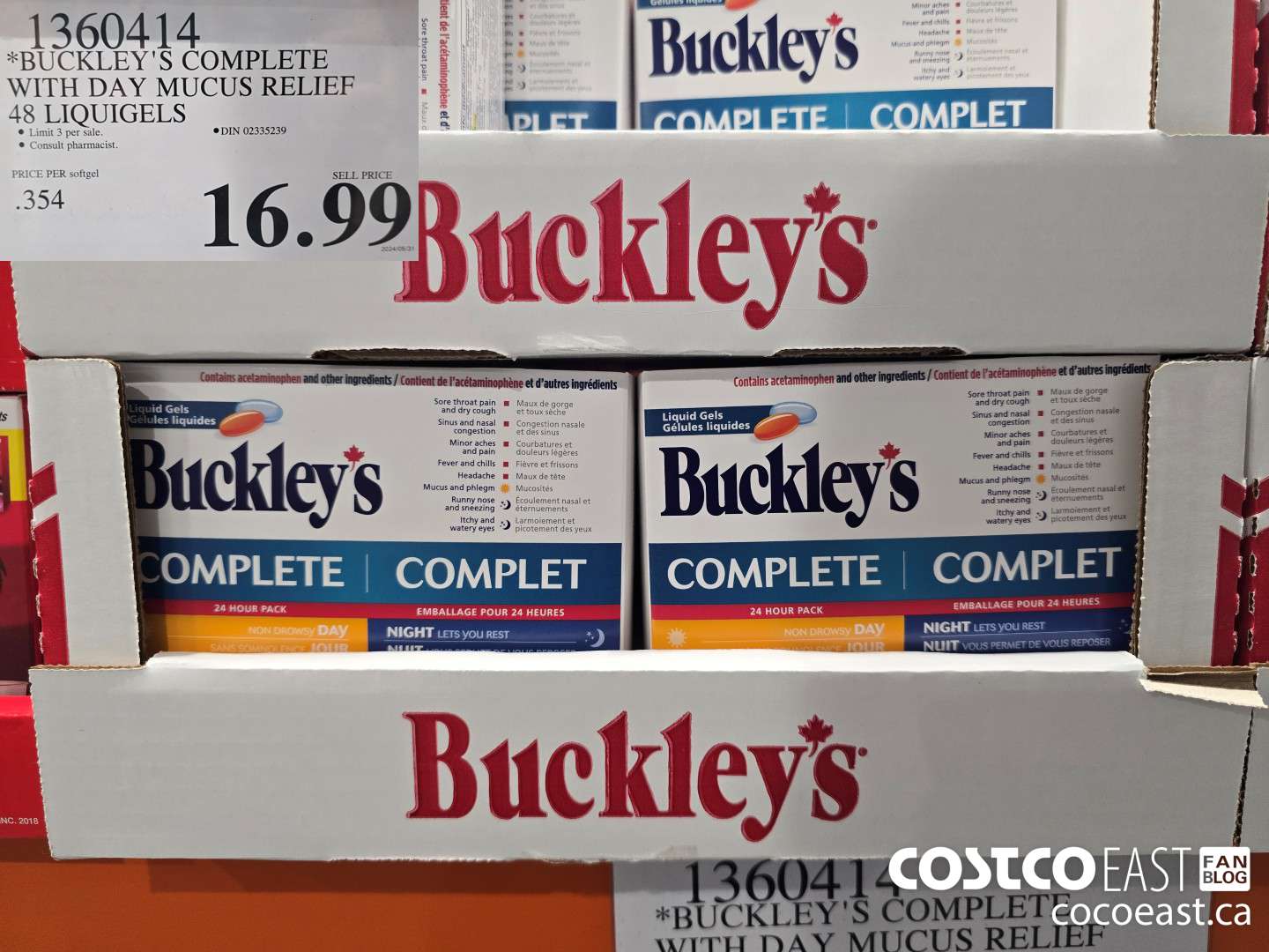 1360414 BUCKLEY'S COMPLETE WITH DAY MUCUS RELIEF 48 LIQUIGELS $16.99