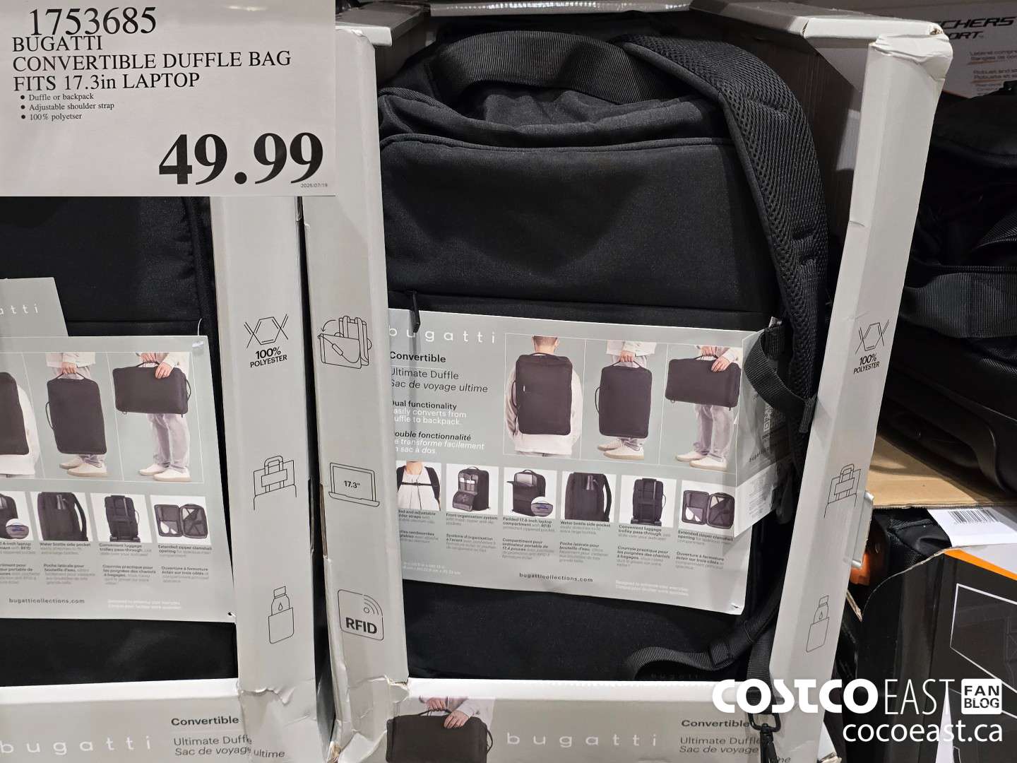 1753685 BUGATTI CONVERTIBLE DUFFLE BAG FITS 17.3in LAPTOP $49.99