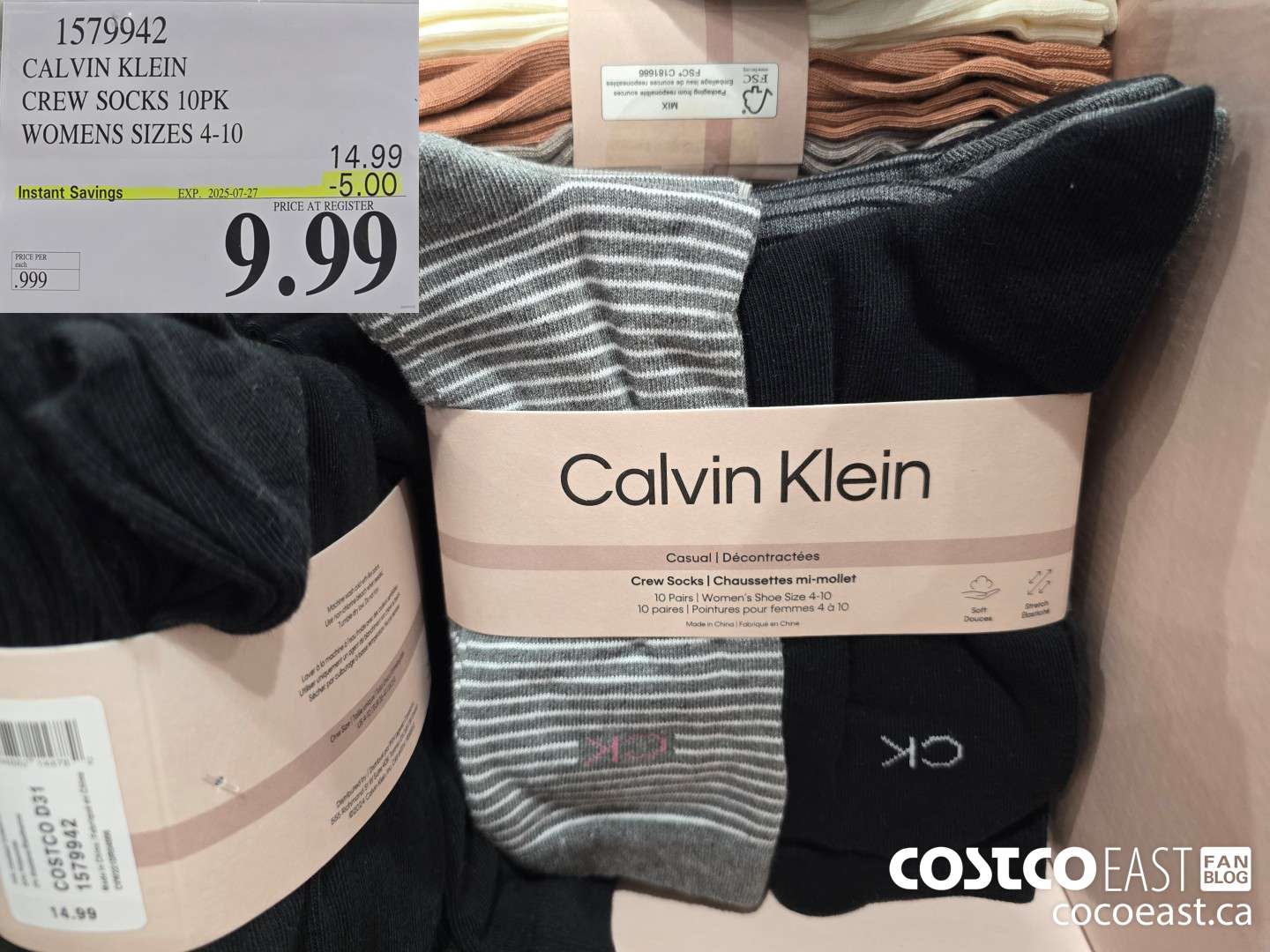 1579942 CALVIN KLEIN CREW SOCK 10PK LADIES SIZES 4-10 ($5.00 INSTANT SAVINGS EXPIRES ON 2025-07-27) $9.99