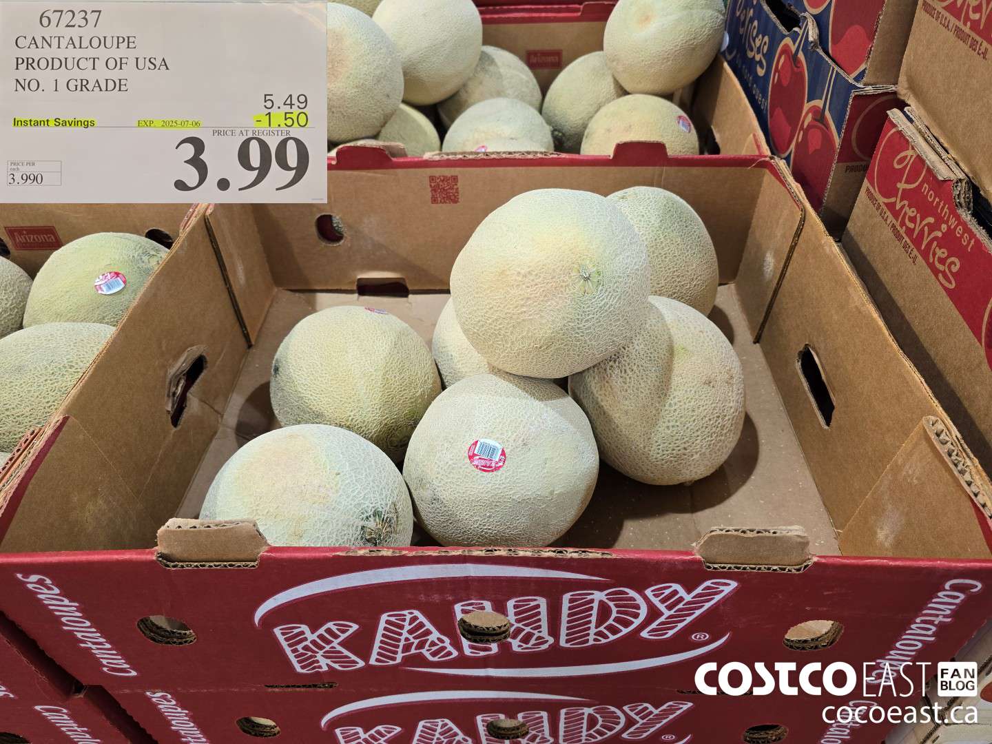 67237 CANTALOUPE PRODUCT OF USA NO. 1 GRADE ($1.50 INSTANT SAVINGS EXPIRES ON 2025-07-06) $3.99