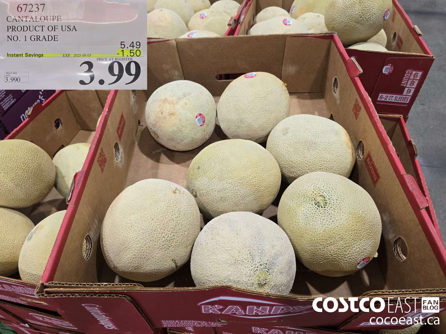 67237 CANTALOUPE PRODUCT OF USA NO. 1 GRADE ($1.50 INSTANT SAVINGS EXPIRES ON 2025-08-03) $3.99