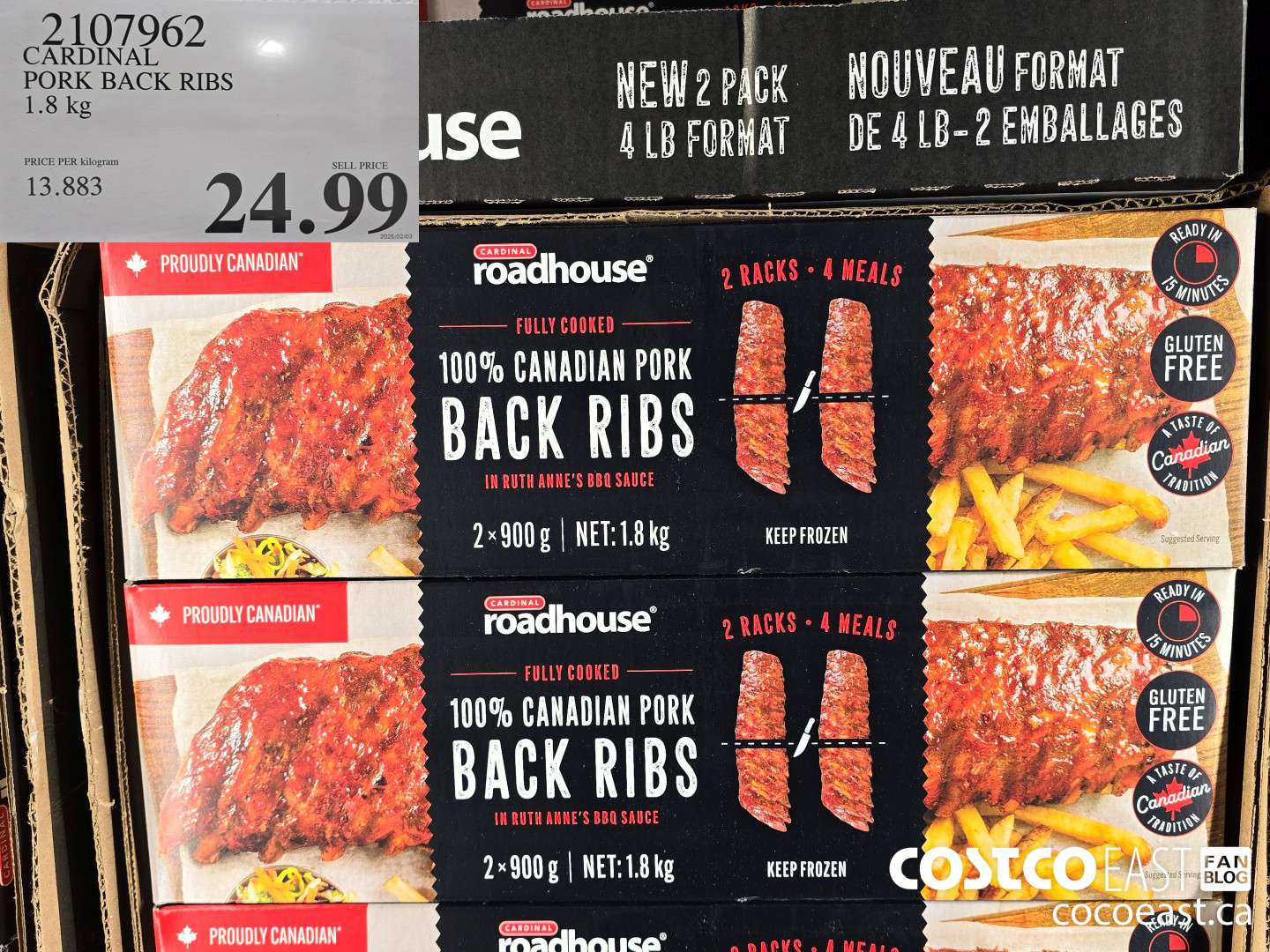 2107962 CARDINAL PORK BACK RIBS 1.8 kg $24.99