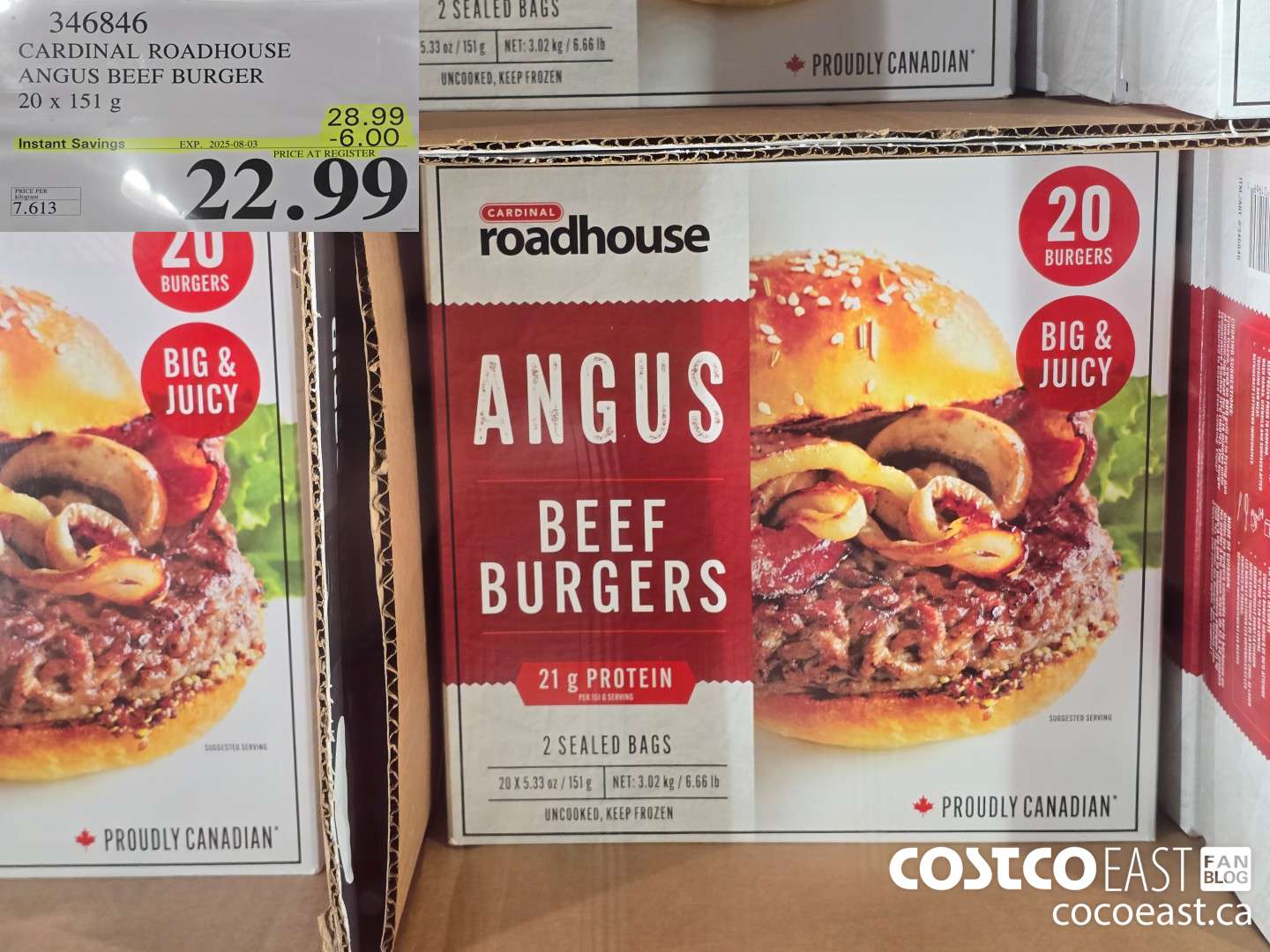 346846 CARDINAL ROADHOUSE ANGUS BEEF BURGER 20 X 151 G ($6.00 INSTANT SAVINGS EXPIRES ON 2025-08-03) $22.99
