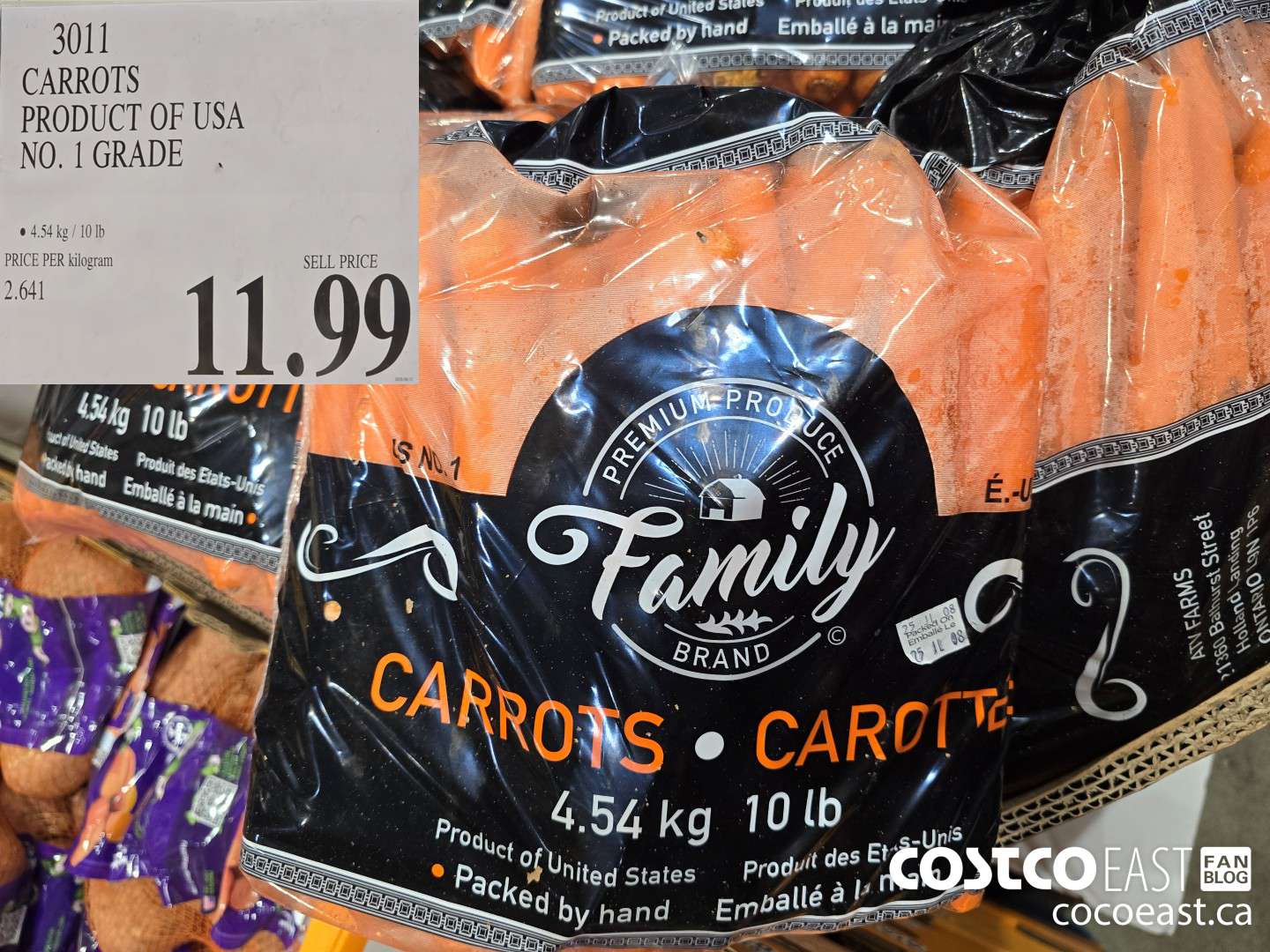 3011 CARROTS PRODUCT OF USA NO. 1 GRADE $11.99