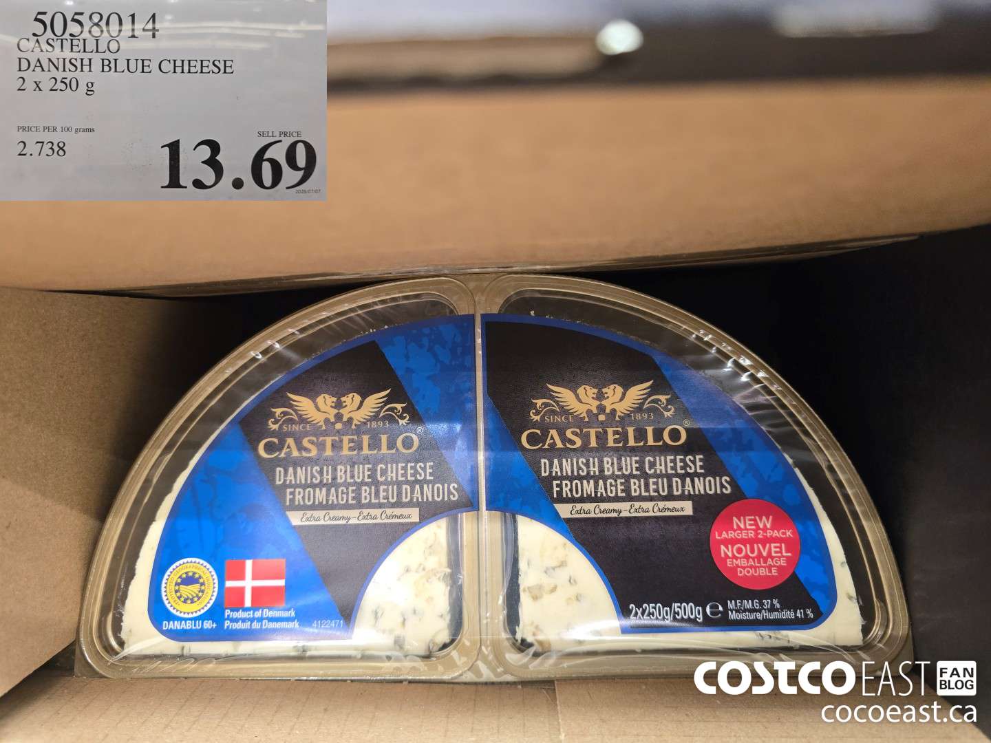 5058014 CASTELLO DANISH BLUE CHEESE 2 X 250G $13.69